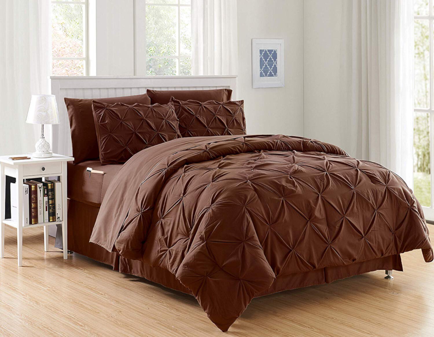 Elegant Comfort 1500 Thread Count Solid Print 8 Piece Bedding Sets, Full/Queen Visit the Elegant Comfort Store