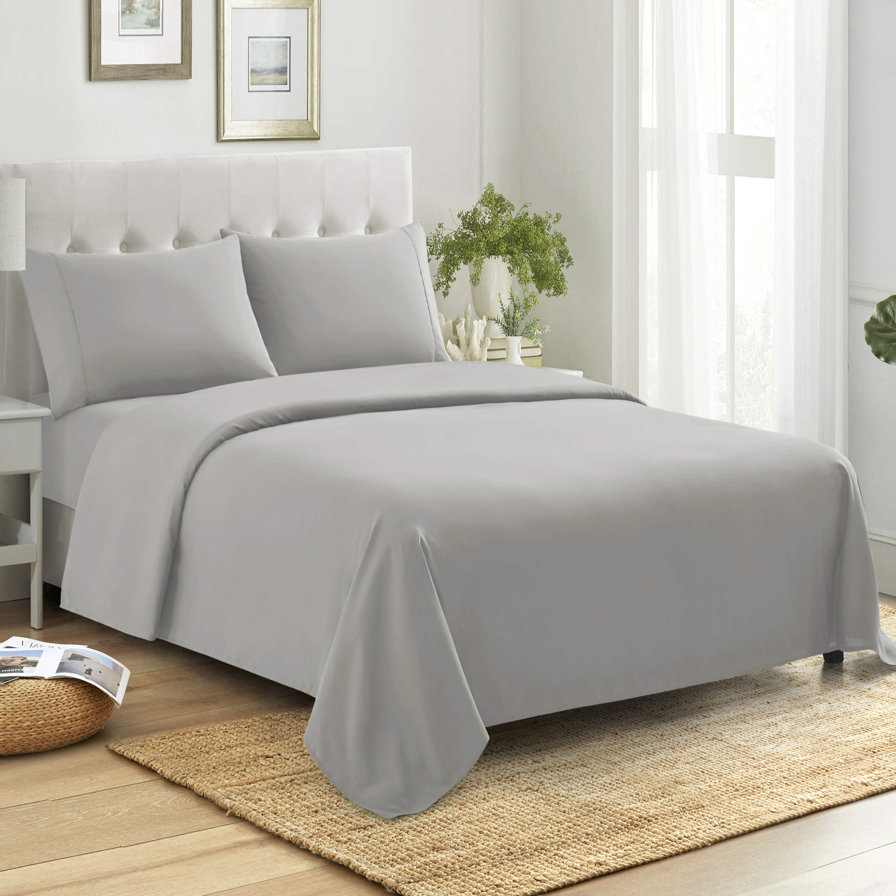 Sweet Home Collection 100% Combed Cotton Percale Sheet Set Made in Egypt 400 TC Gray King Sweet Home Collection