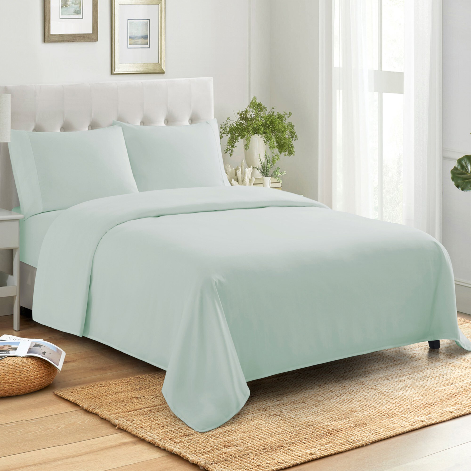 Sweet Home Collection 100% Combed Cotton Percale Sheet Set Made in Egypt 400 TC Mint King Sweet Home Collection