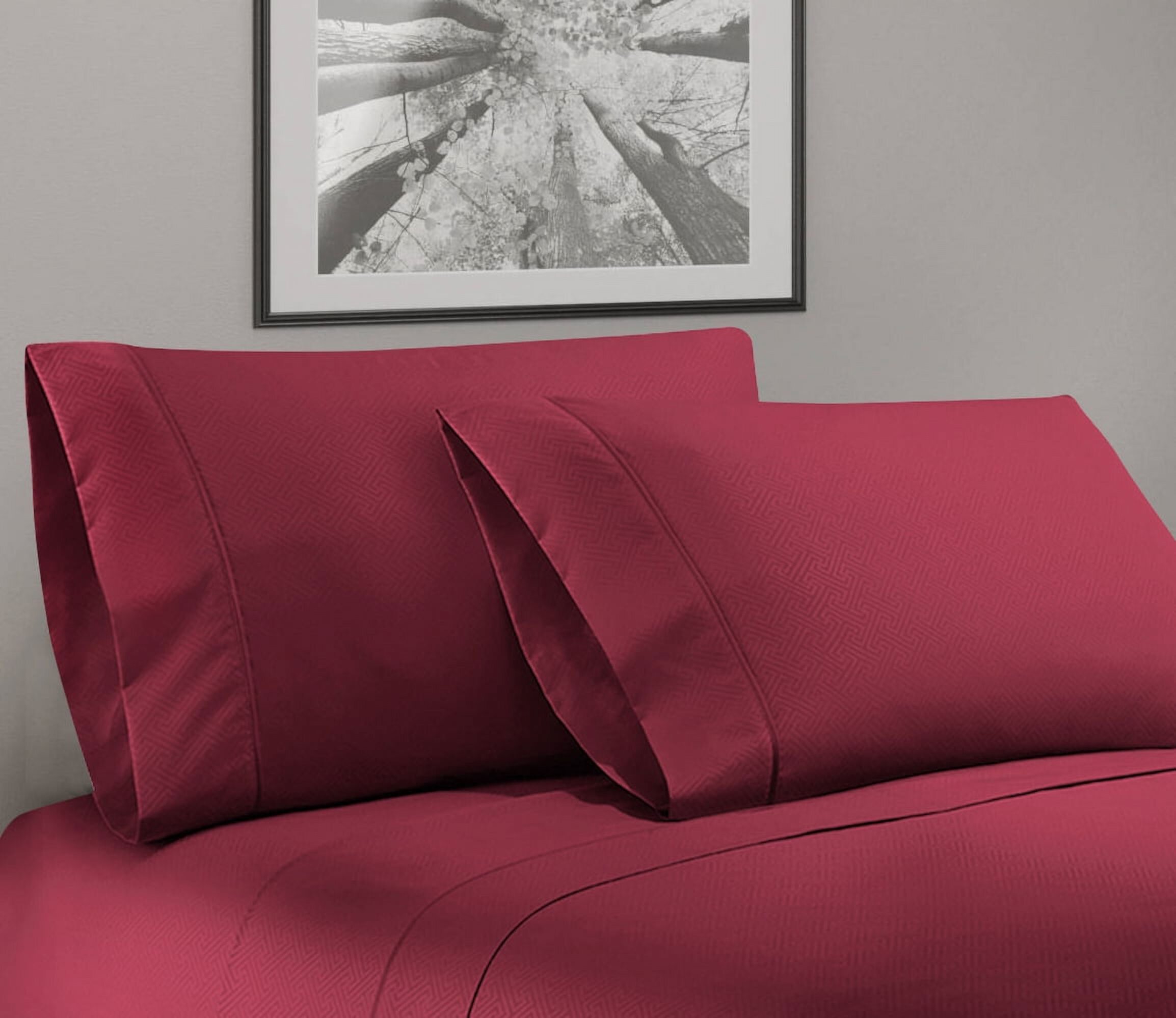 Greek Key Ultra Soft 1800 Series Egyptian Comfort 4 Piece Sheet Set (Full, Burgundy) Home Sweet Home Dreams