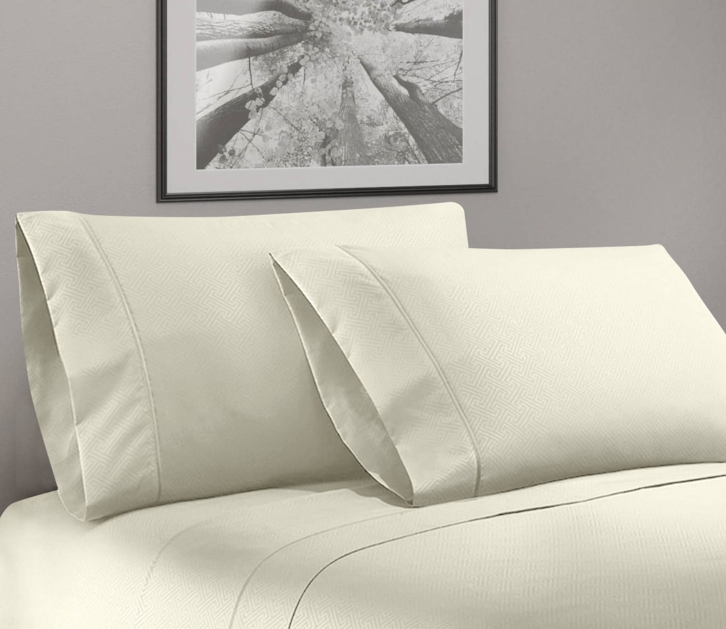 Greek Key Ultra Soft 1800 Series Egyptian Comfort 4 Piece Sheet Set (Full, Cream) Home Sweet Home Dreams