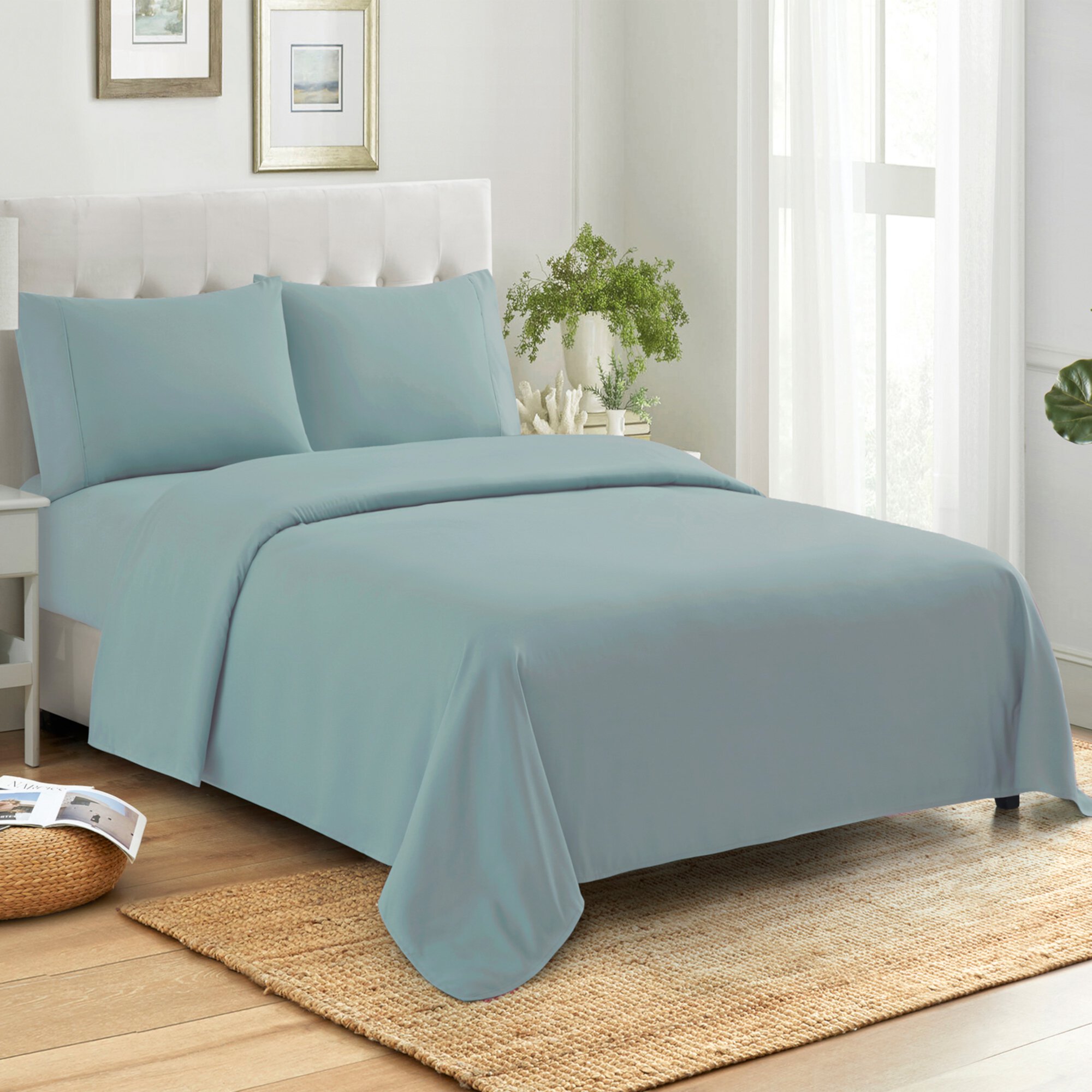 Sweet Home Collection 100% Combed Cotton Percale Sheet Set Made in Egypt 400 TC Misty Blue King Sweet Home Collection