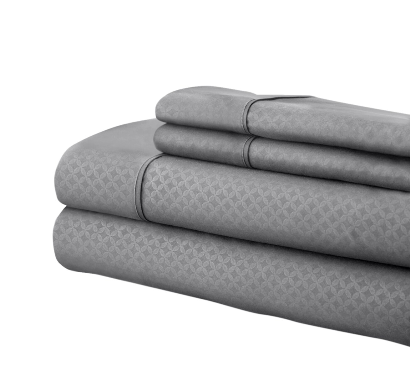 Pentagon Collection 1800 Series Wrinkle Resistant Embossed Sheet Set (Twin XL, Gray) Home Sweet Home Dreams