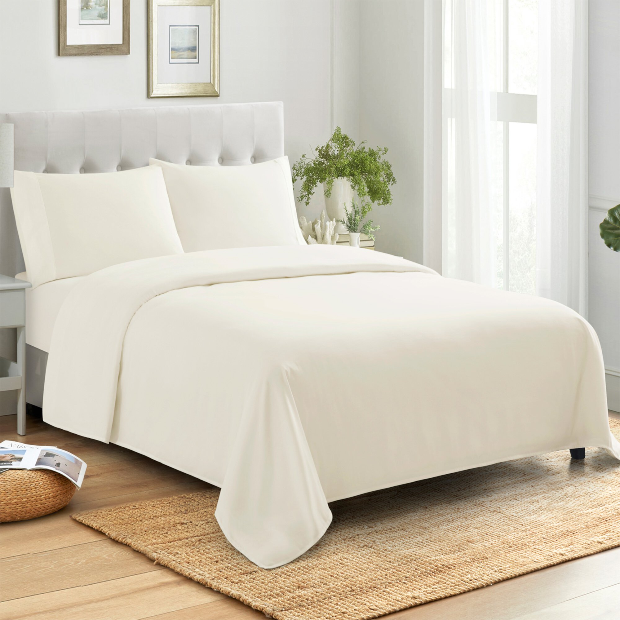 Sweet Home Collection 100% Combed Cotton Percale Sheet Set Made in Egypt 400 TC Ivory King Sweet Home Collection