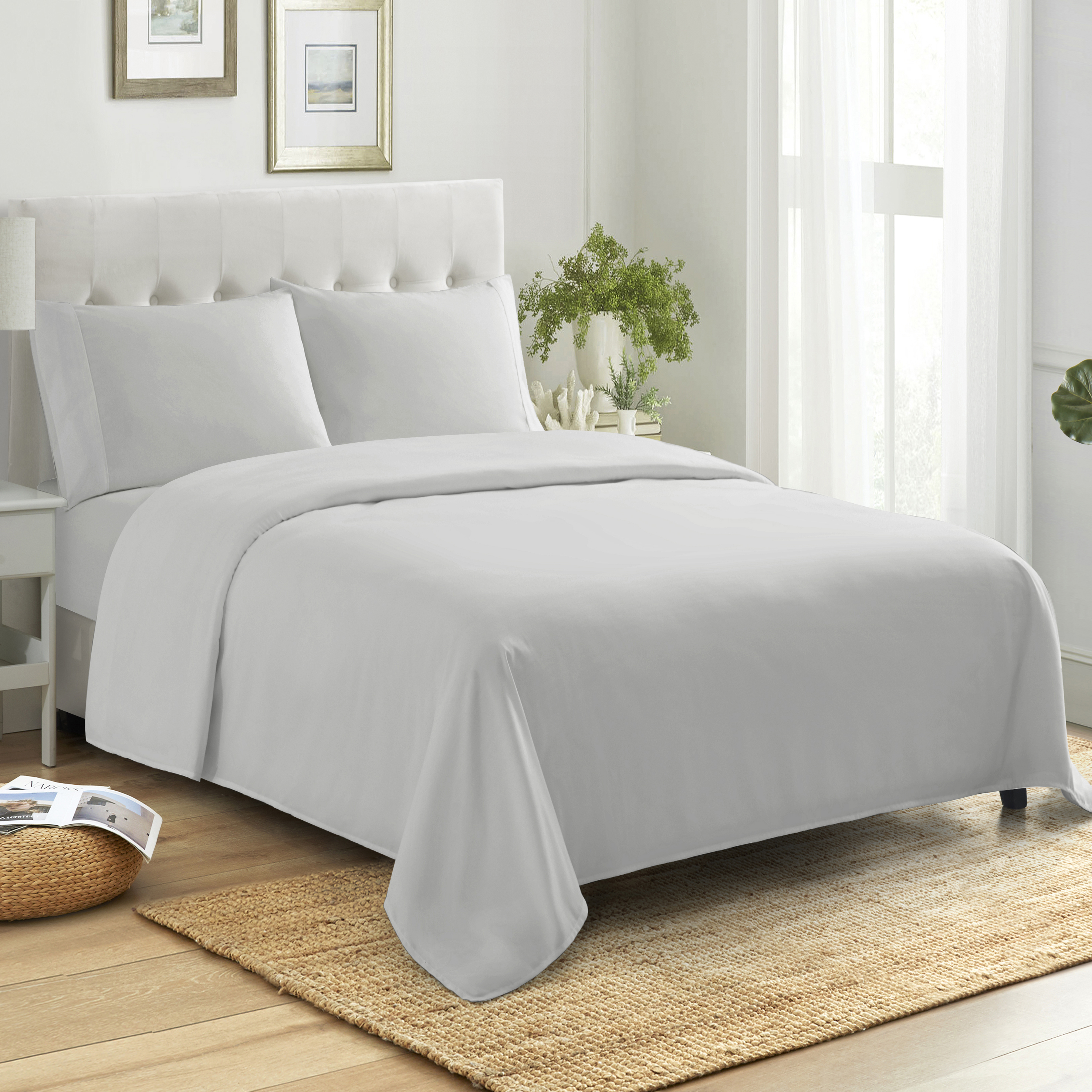 Sweet Home Collection 100% Combed Cotton Percale Sheet Set Made in Egypt 400 TC Silver King Sweet Home Collection