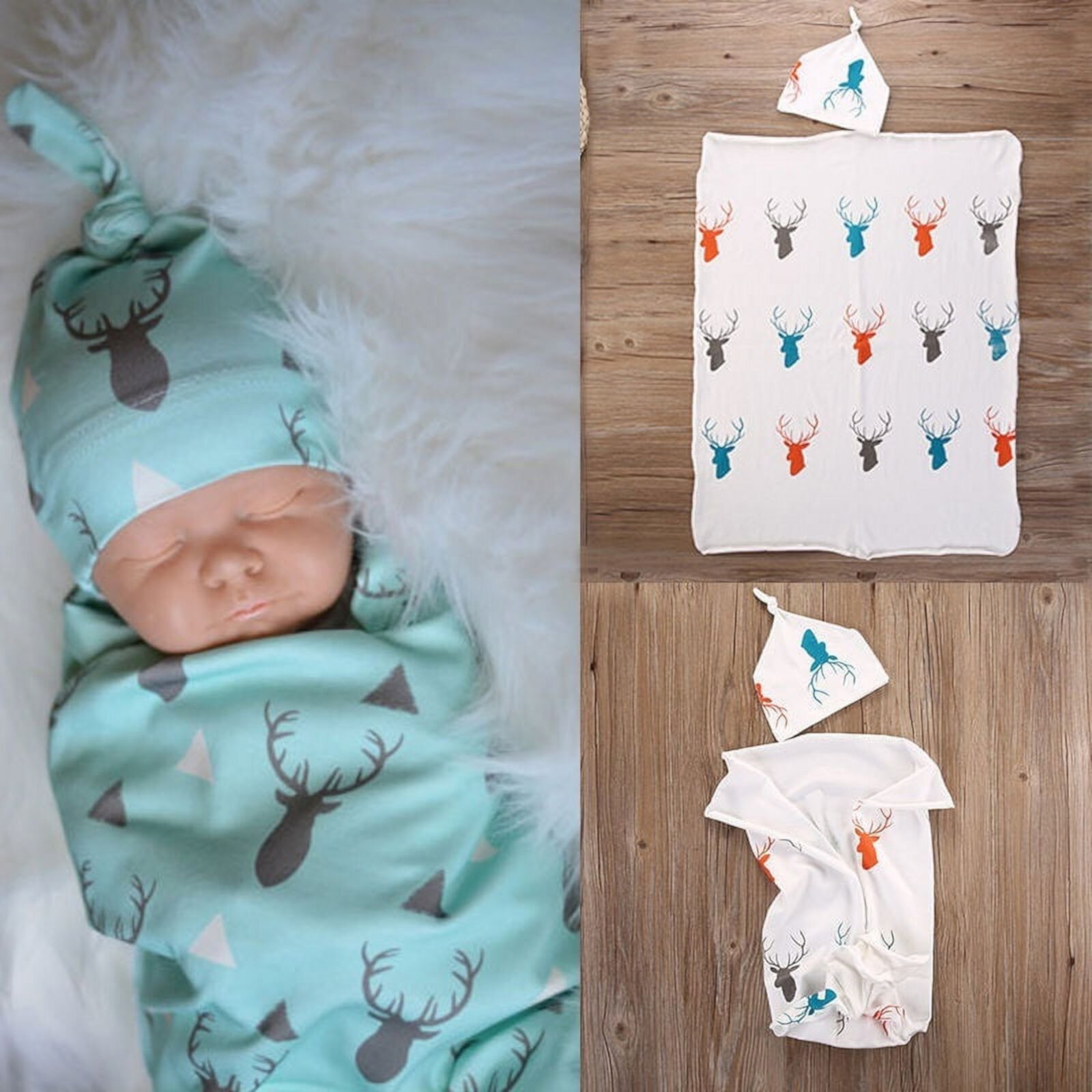 Newborn Infant Baby Boy Deer Swaddle Blanket Boy Coming Home Cotton Bath Towel Canis