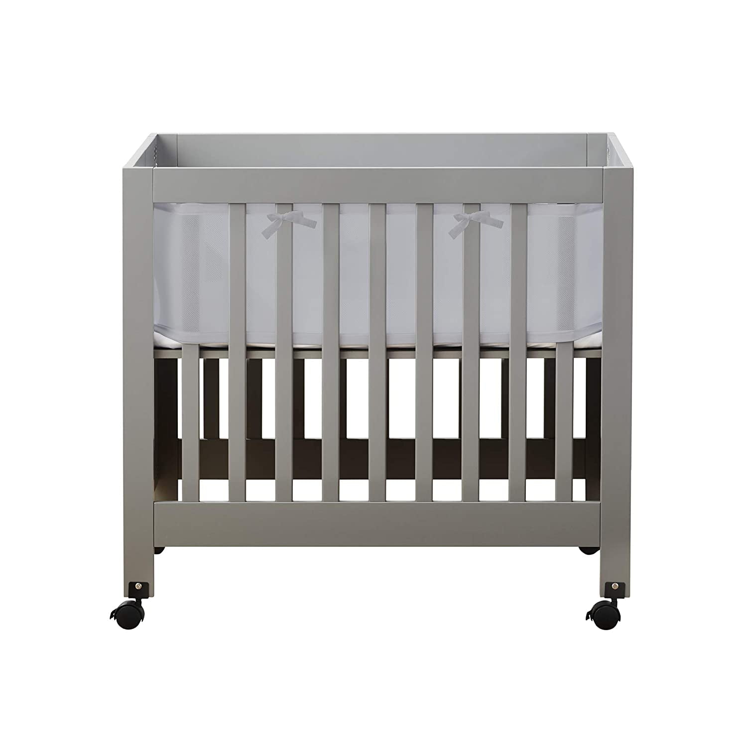 BreathableBaby Breathable Mesh Liner for Mini Cribs, Classic 3mm Mesh, Gray (Size 4M Covers 4 Sides, Mini Cribs Only) BreathableBaby