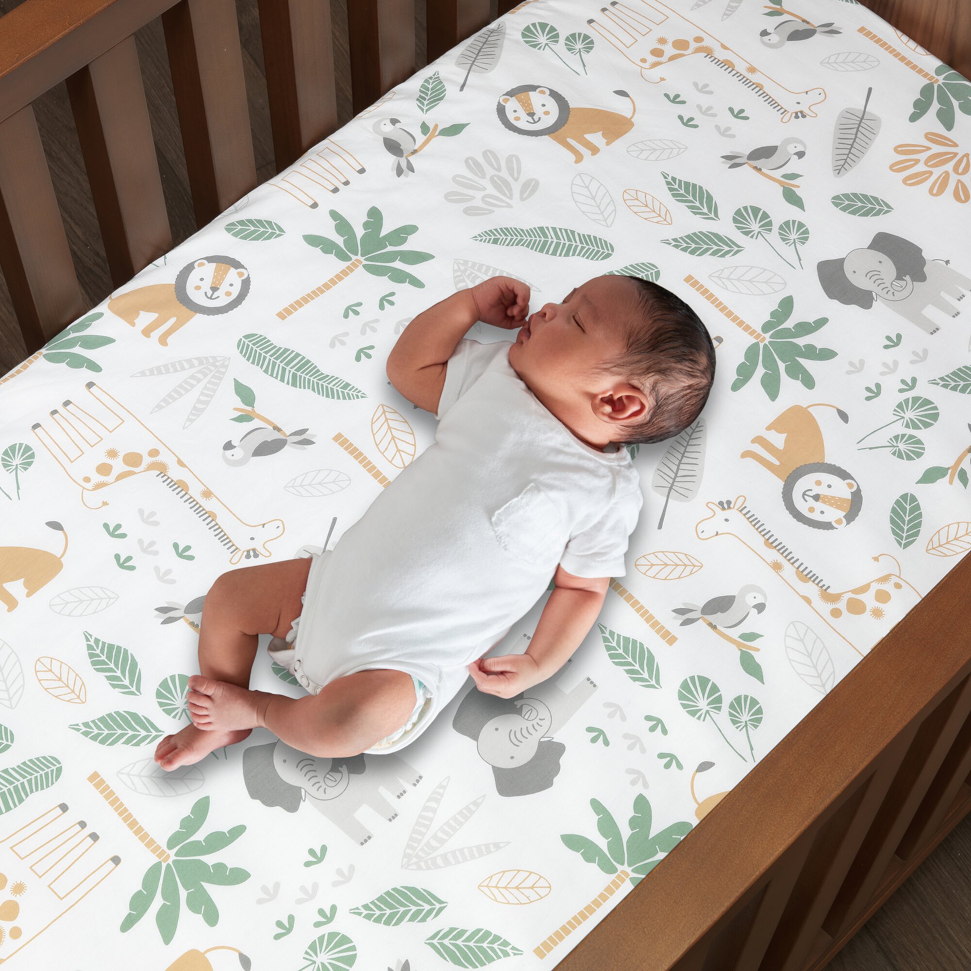 Lambs & Ivy Jungle Friends 5-Piece Safari Animals Nursery Baby Crib Bedding Set Lambs & Ivy