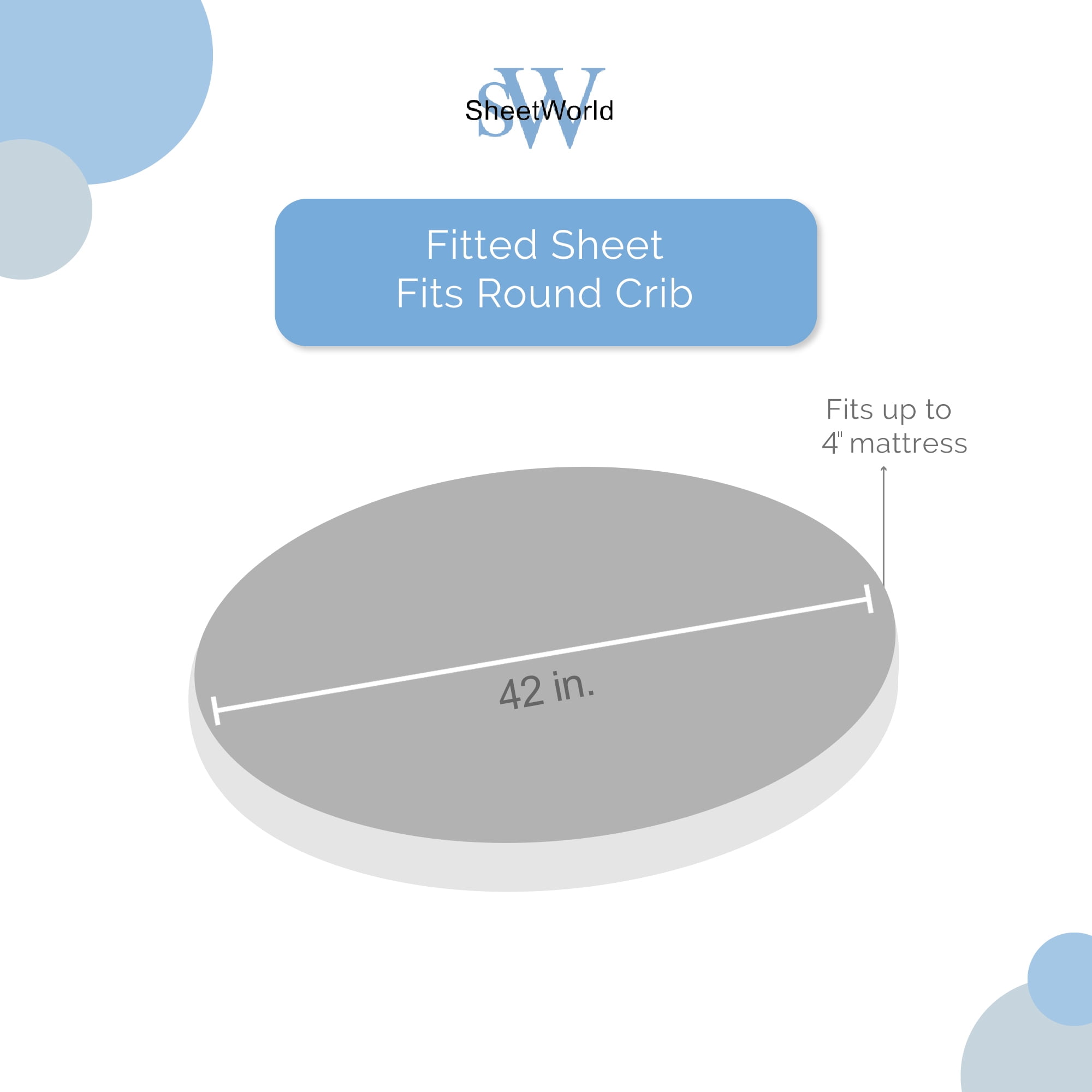 SheetWorld 100% Cotton Jersey Round Crib Sheet, Solid Aqua, 42 x 42 SheetWorld