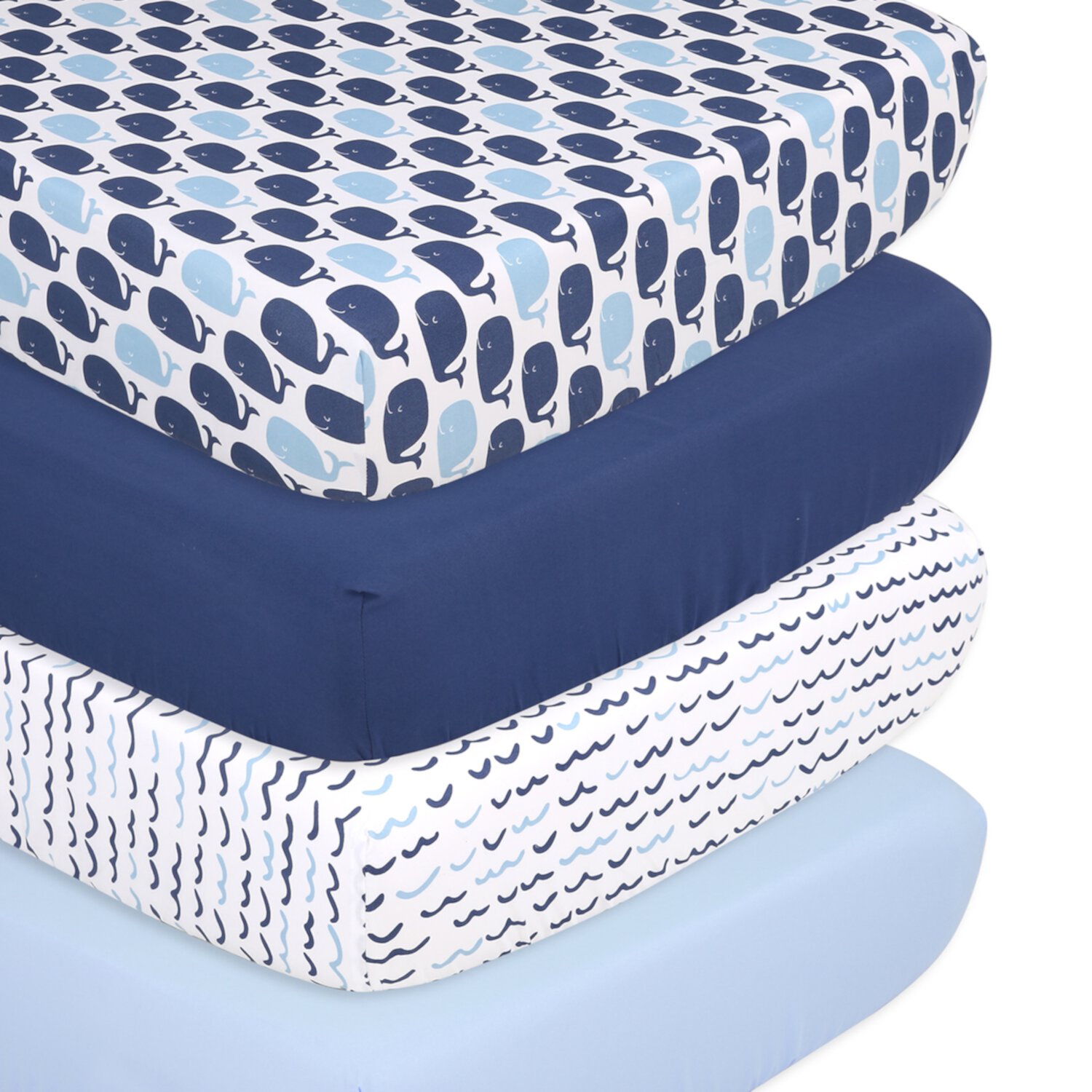 The Peanutshell Fitted Crib Sheet Set for Baby Boys or Baby Girls, Blue Nautical Theme, 4 Pack Set The Peanutshell