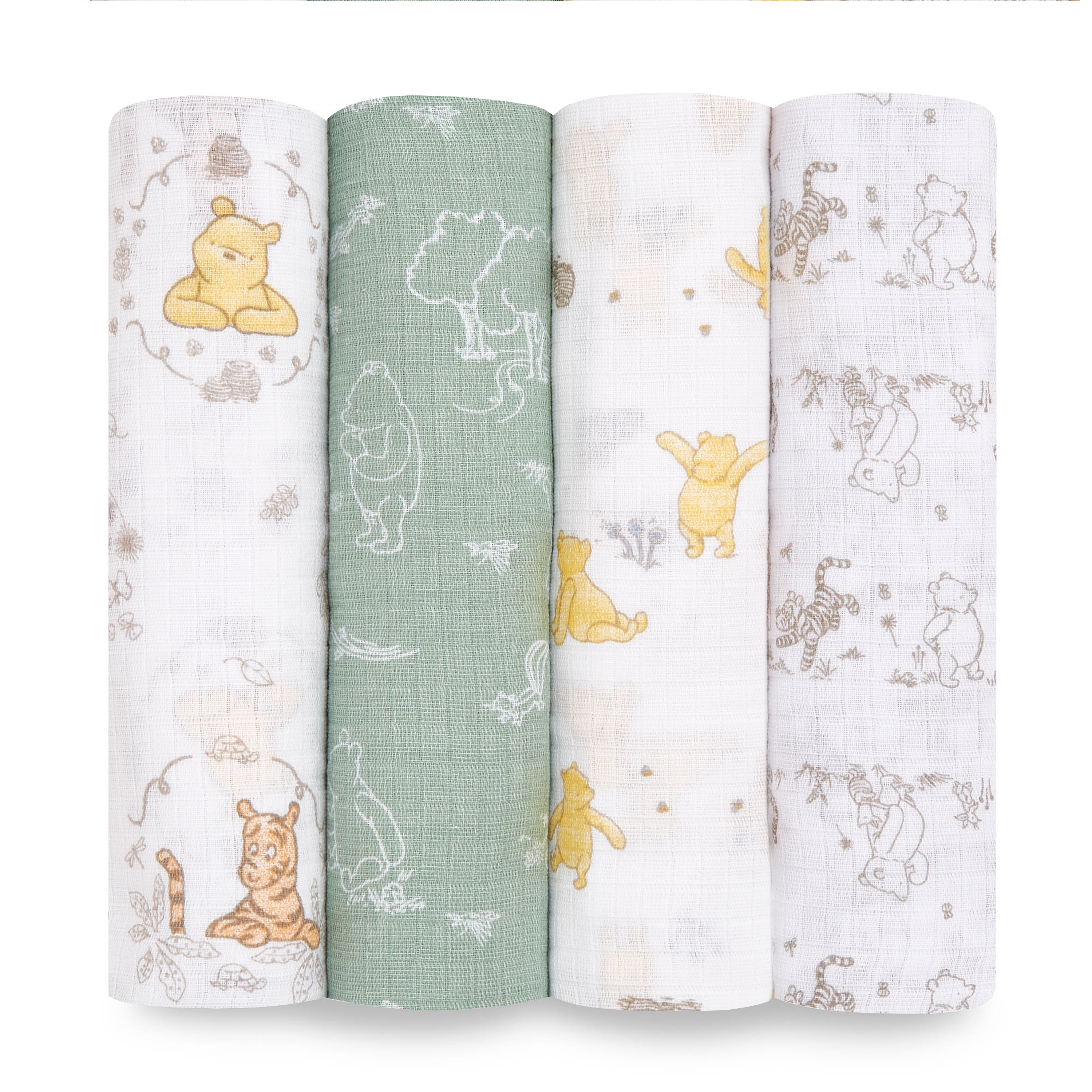 Aden + Anais™ x Disney Baby, Cotton Muslin Swaddle Blanket, Winnie the Pooh, Unisex, Infants, 4-Pk Aden + anais