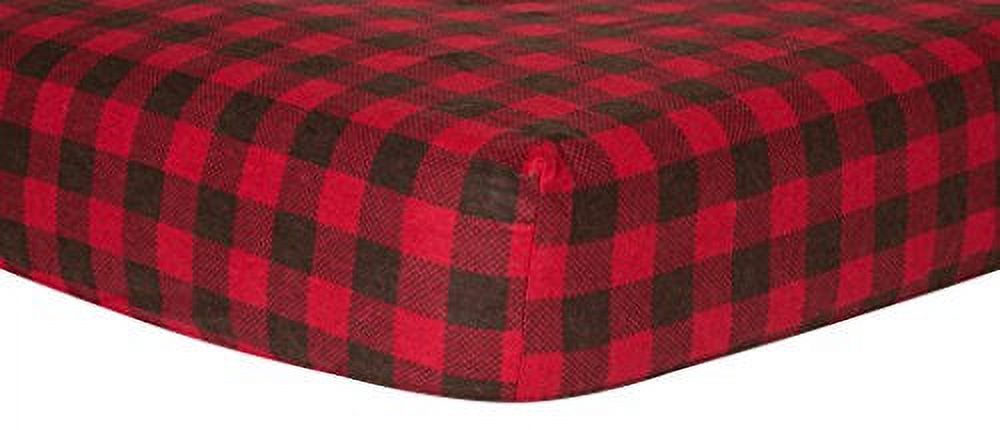 Red and Brown Buffalo Check 100% Cotton Flannel Fitted Infant Crib Sheet. Trend Lab