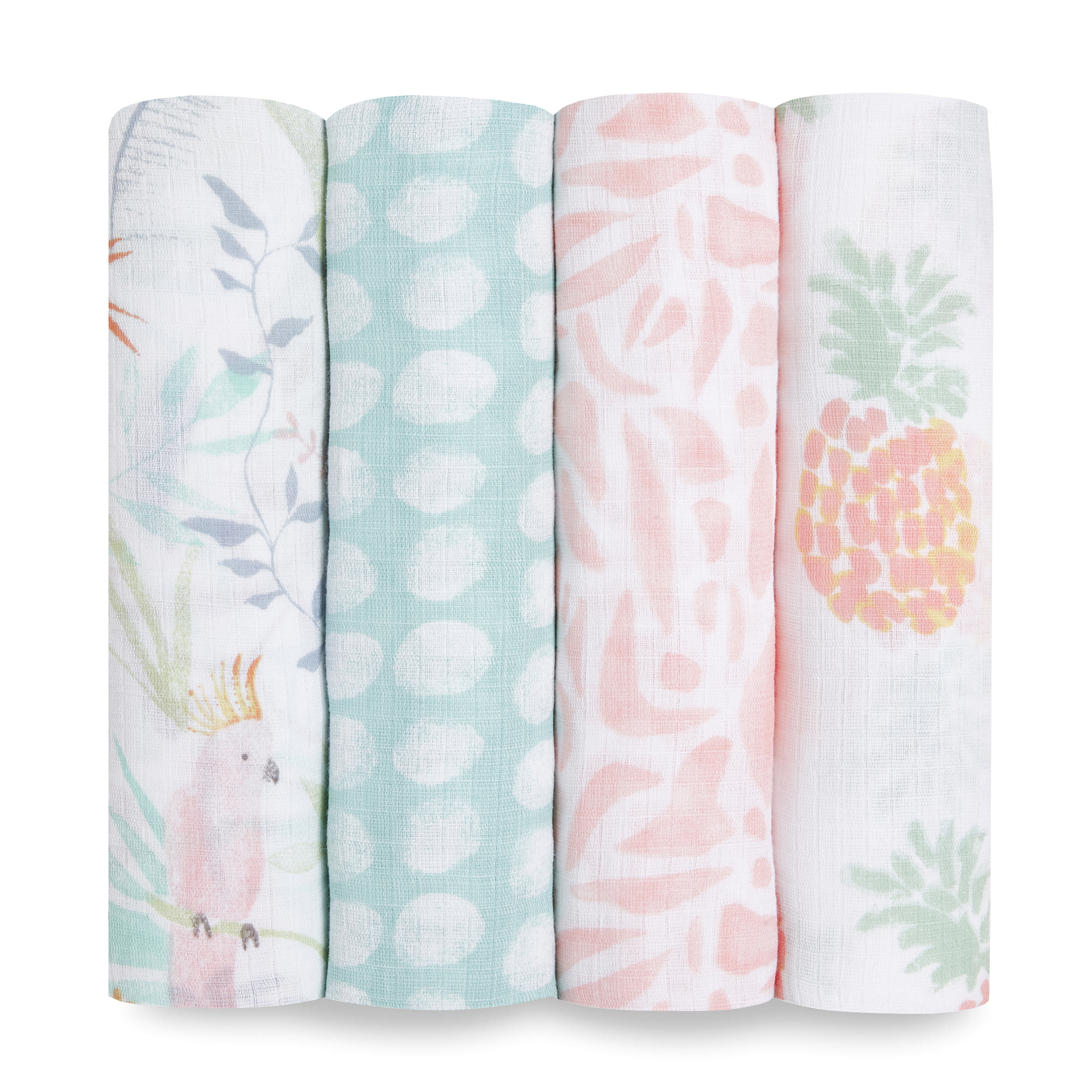 Aden + Anais™ Essentials, Cotton Muslin Swaddle Blanket, Tropicalia, Girls, Infants, 4-Pack Aden + anais