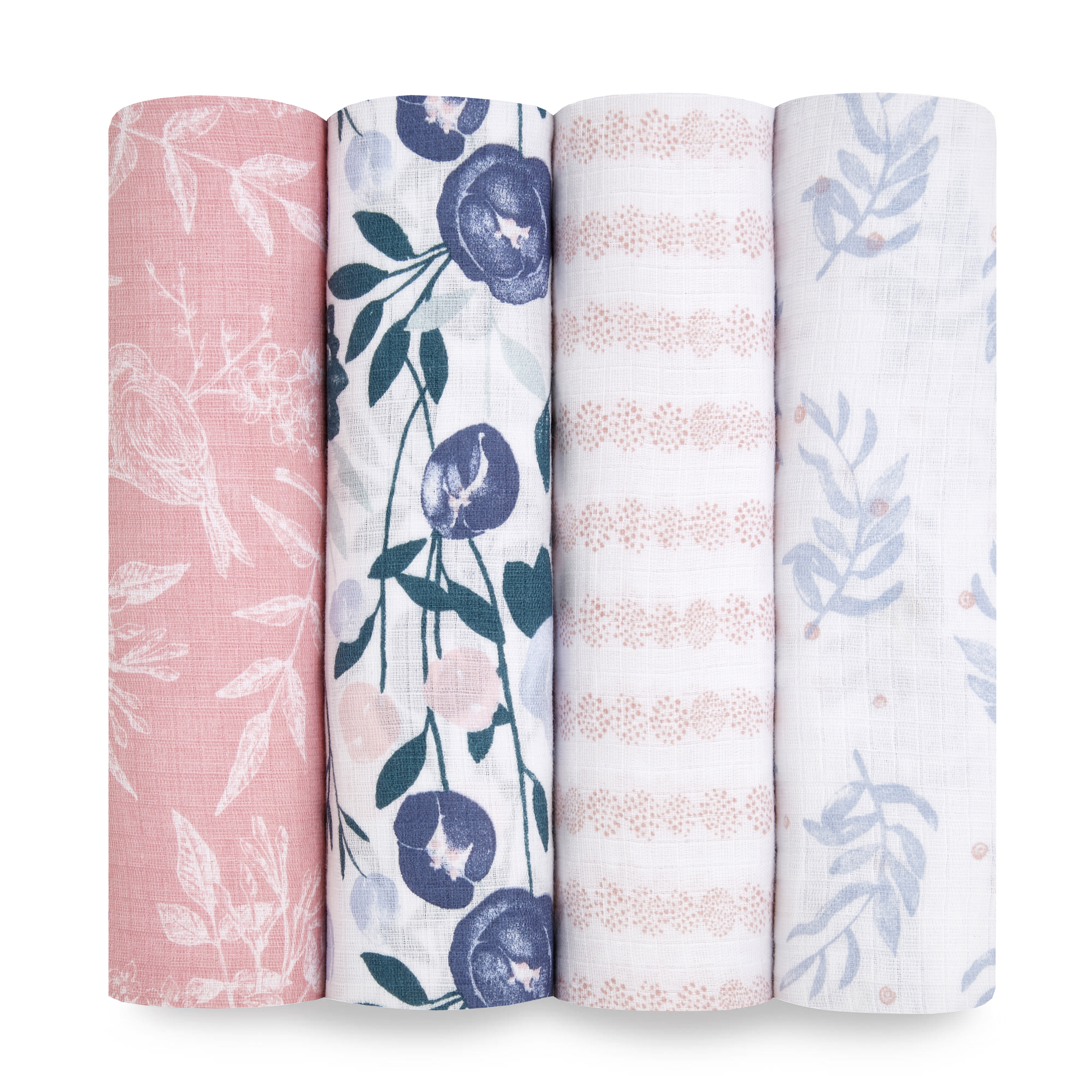 Aden + Anais™ Essentials, Cotton Muslin Swaddle Blanket, Flowers Bloom, Girls, Infants, 4-Pack Aden + anais