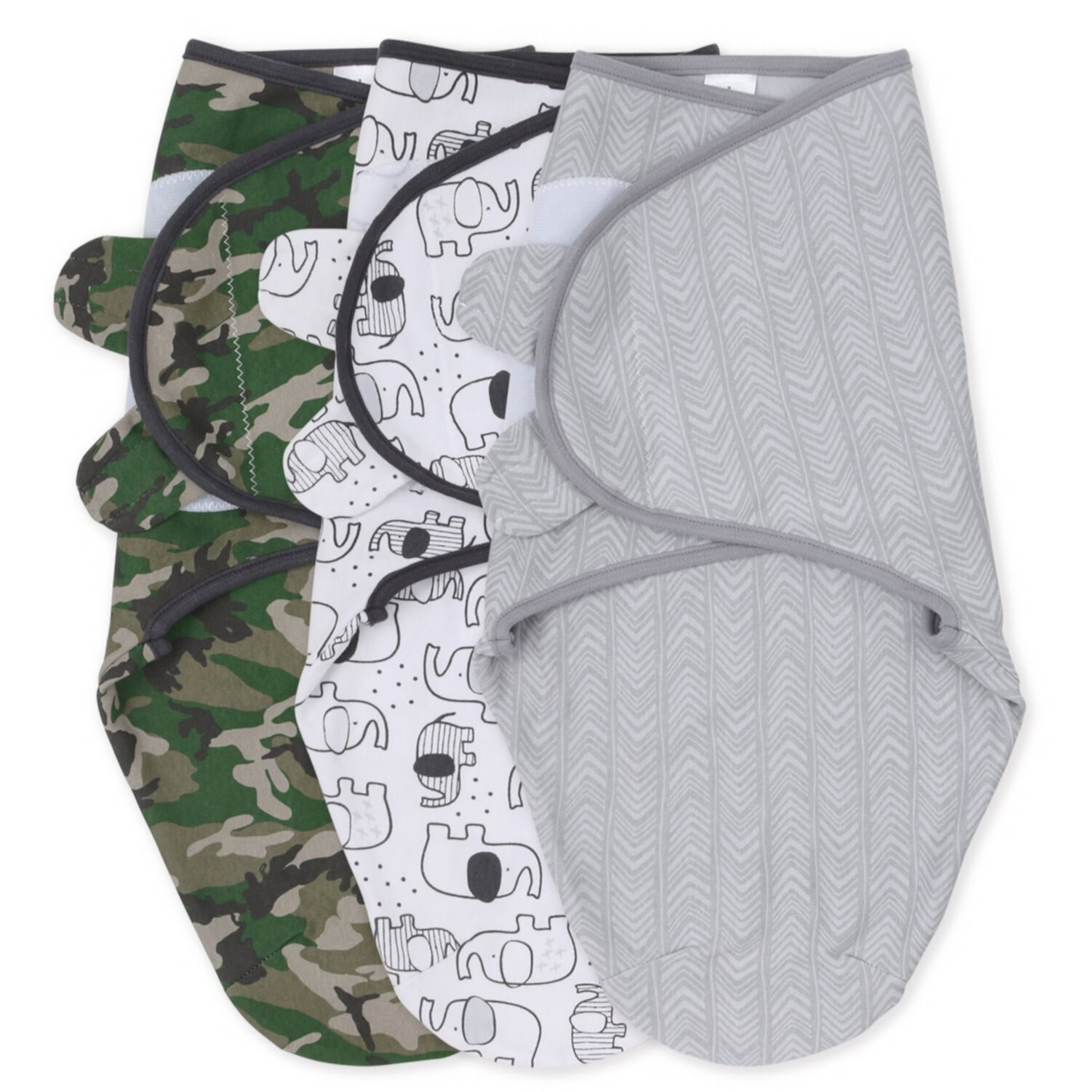 The Peanutshell Newborn Swaddles for Baby Boys and Girls, 3 Pack Set, Camo Elephant The Peanutshell