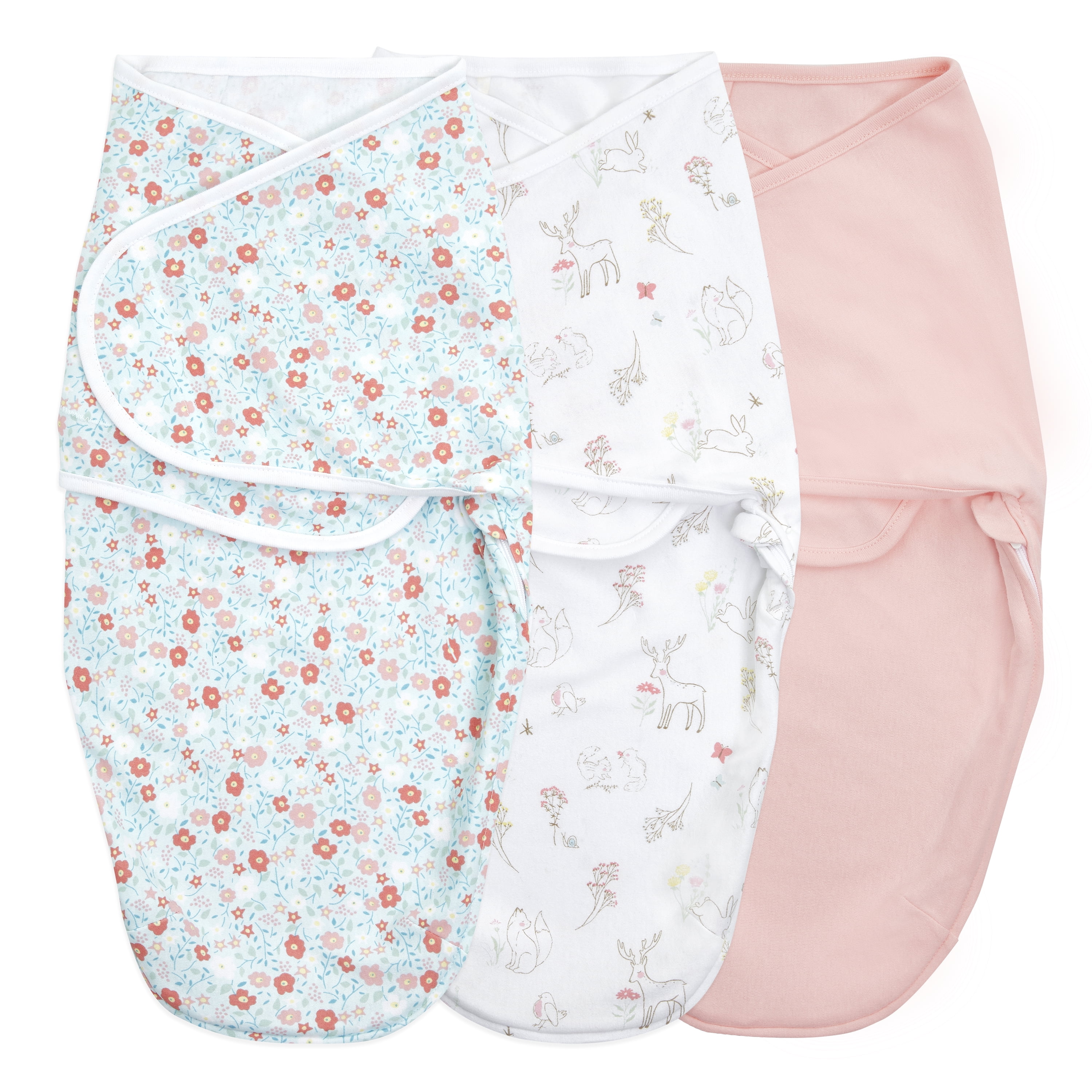 Aden + Anais™ Essentials Wrap Swaddles, Cotton, Fairy Tale Flowers, Unisex, Newborn, 0-3 Mo, 3-Pk Aden + anais