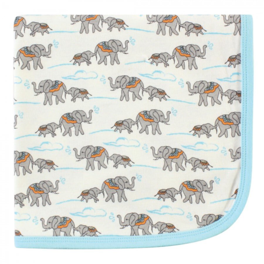 Touched by Nature Baby Organic Cotton Swaddle, Receiving and Multi-purpose Blanket, Elephant, One Size Touched by Nature