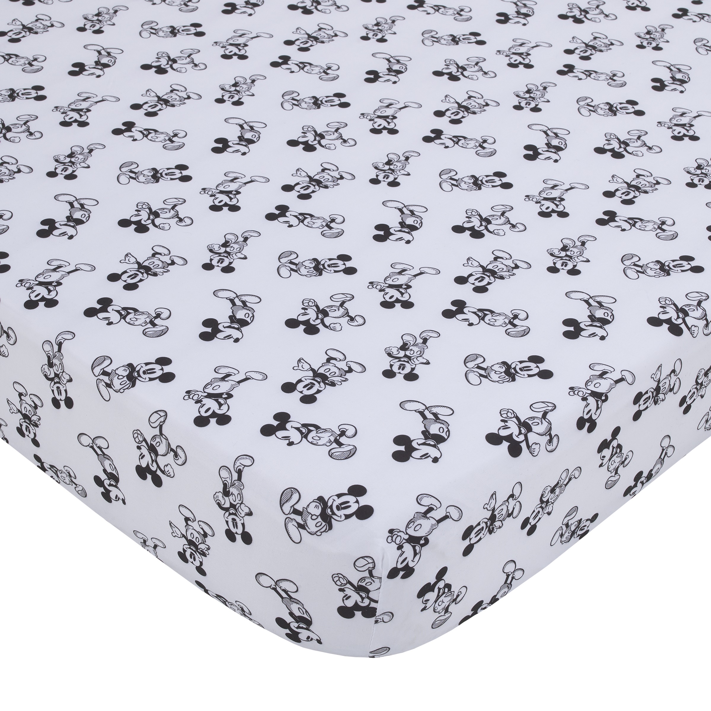 Disney Mickey Mouse - Timeless Mickey White And Black Fitted Crib Sheet Disney