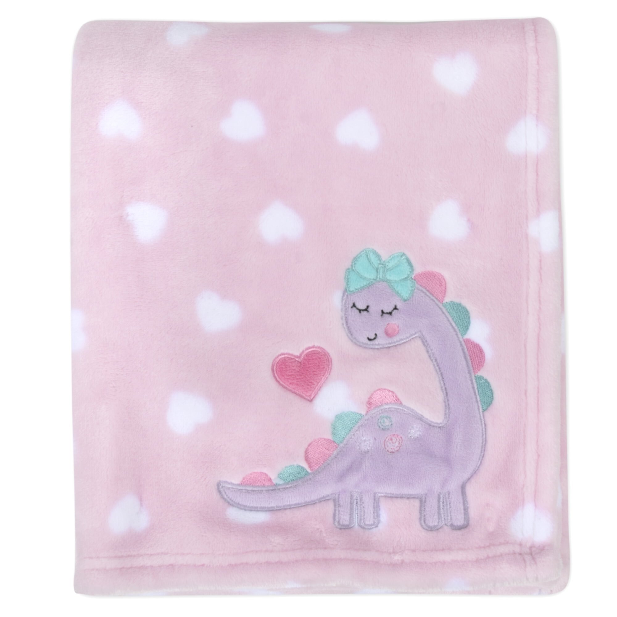 Baby Essentials 40”L x 30”W Embroidered Playful Soft Plush Fleece Throw Blanket for Newborns, Infants and Toddlers for Sleep, Cuddling, Swaddling and Lounge with Blue Dino Baby Essentials