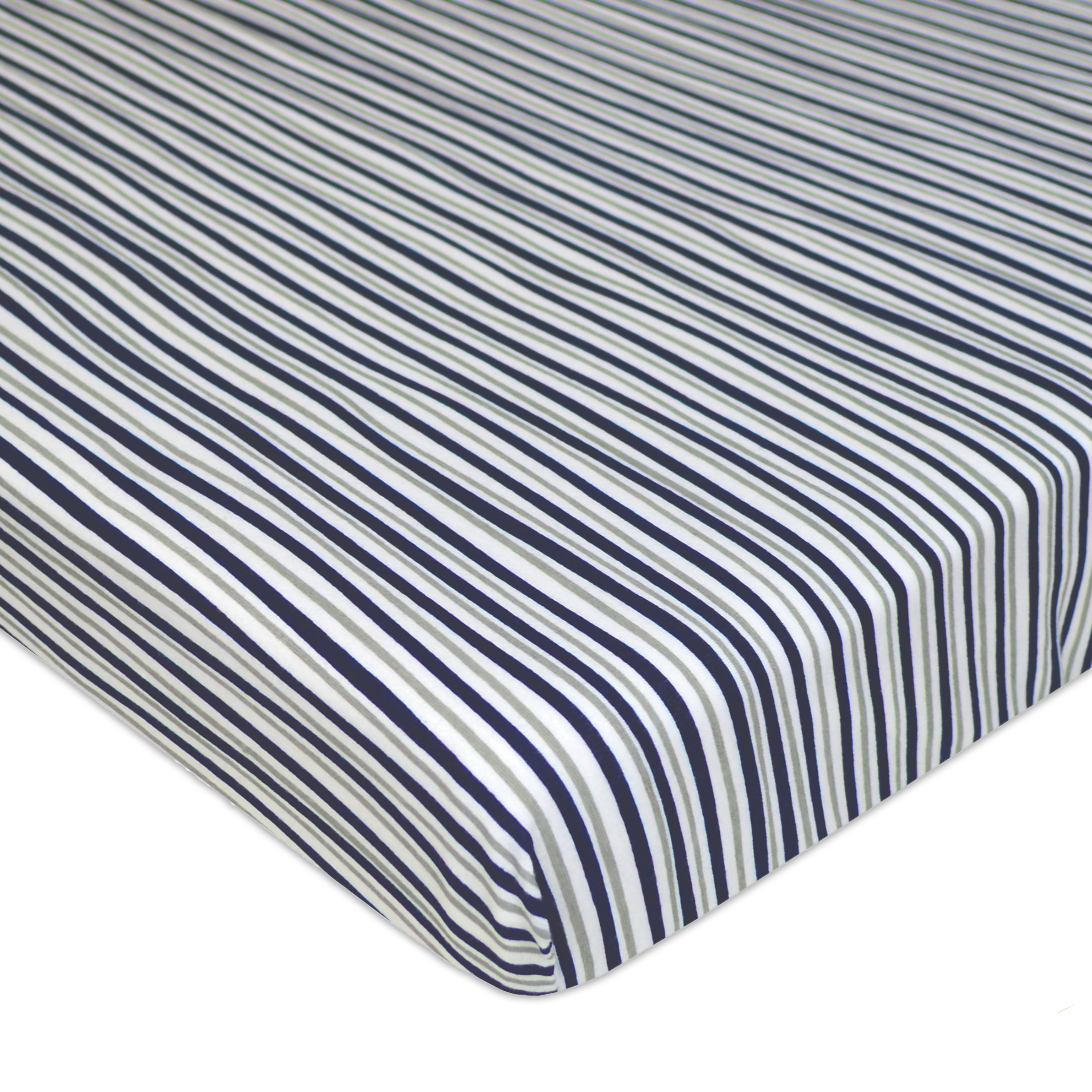 American Baby Co. Cotton Jersey Knit Fitted Playard Sheet, Grey Stripes American Baby Company