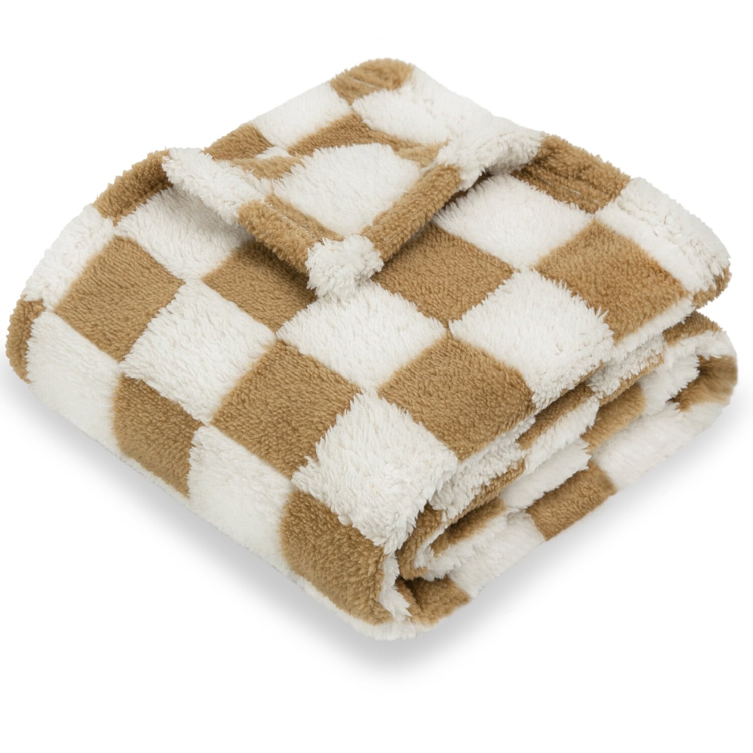 Baby Blanket for Boys Girls 3D Fleece Fluffy Fuzzy Baby Blanket with Chessboard Grid Design for Toddler Infant Soft Warm Cozy Newborn Blanket 30 x 40 inches Khaki HOMRITAR