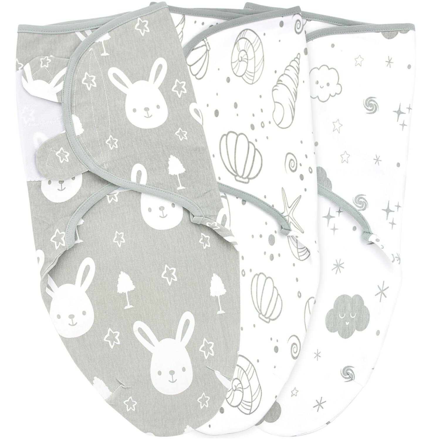 Baby Swaddle Blankets for Newborn Boy and Girl, 0-3 Months old, 3 Set of Adjustable Infant Wrap, Ultra Grey Bublo Baby