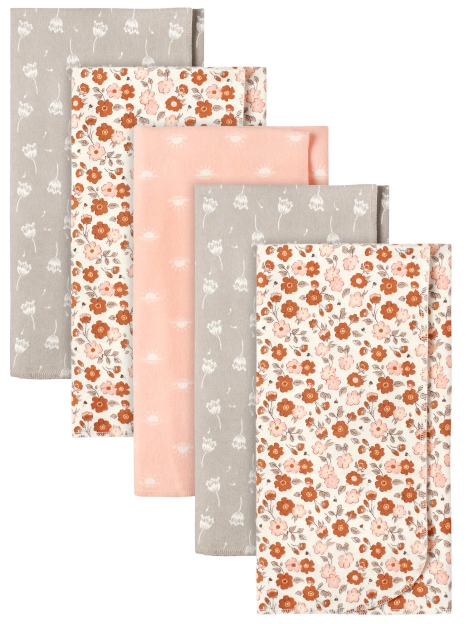 Modern Moments by Gerber Baby & Toddler Girl Flannel Blankets, 5-Pack, Ivory Floral Modern Moments