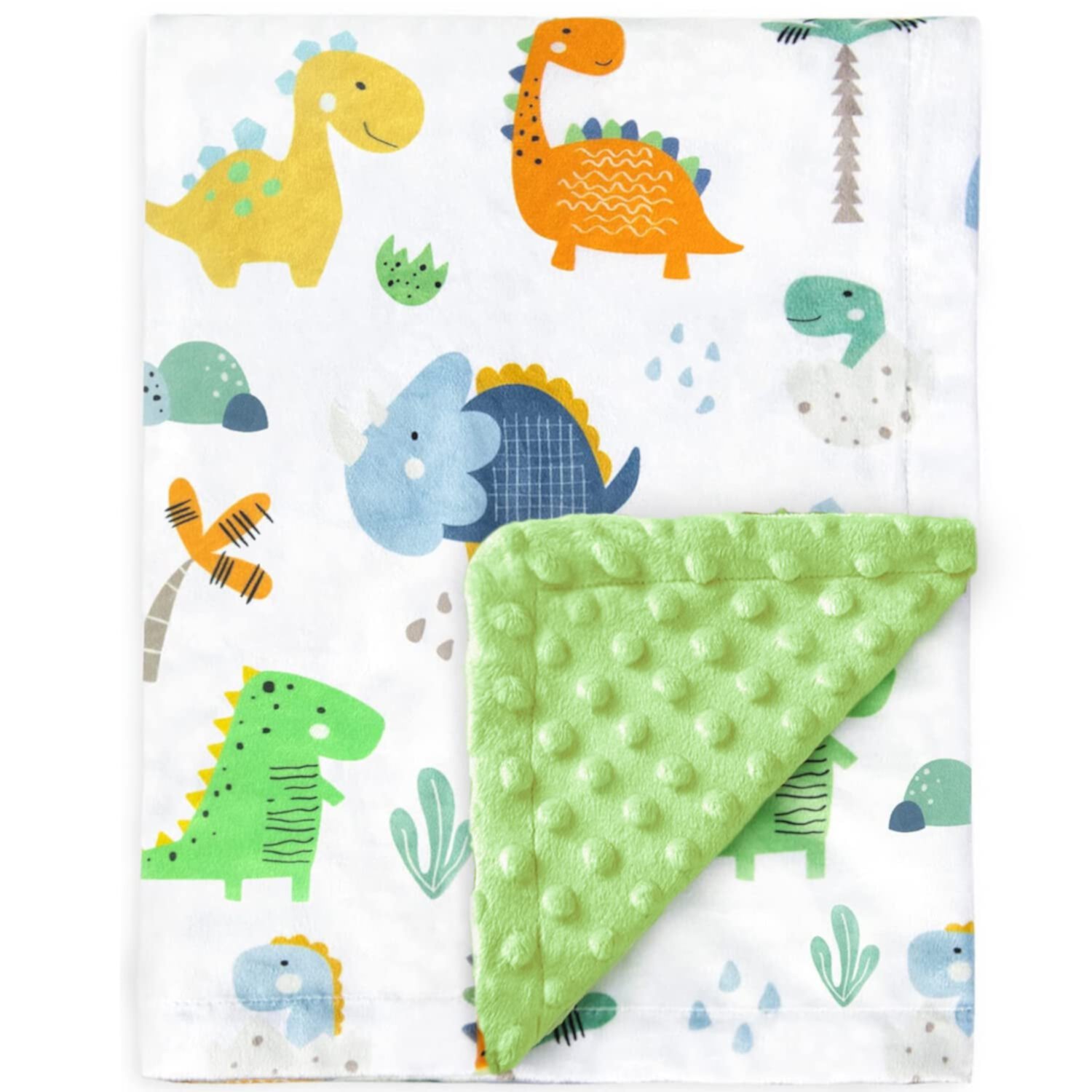 Manta de Bebé para Niños y Niñas, Manta Minky Súper Suave con Respaldo de Puntos, Manta para Niños Pequeños con Dinosaurs Multicolor Printed de 30 x 40 Pulgadas (75 x 100 Cm) HOMRITAR