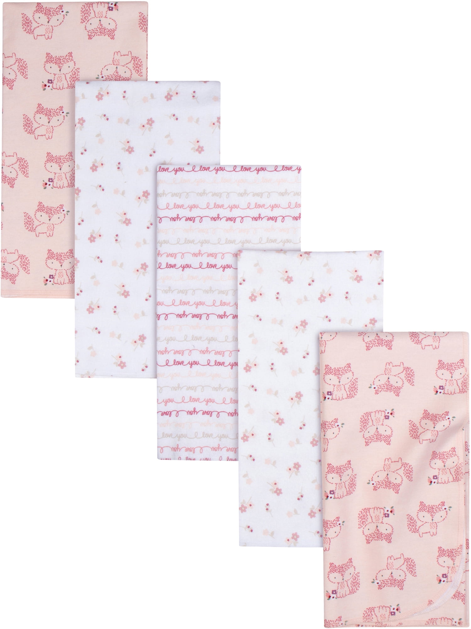 Gerber Baby Girls 100% Cotton Flannel Receiving Blankets, 5-Pack GERBER