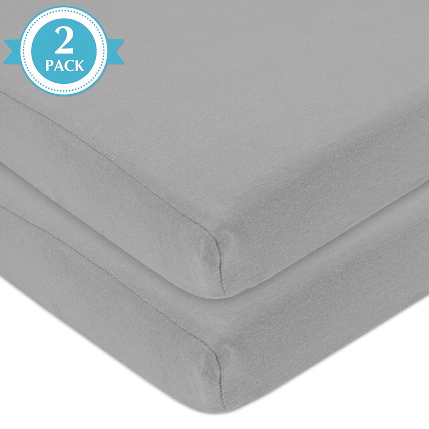 American Baby Co. Cotton Jersey Knit Fitted Mini Crib Sheet, Grey 2pk American Baby Company