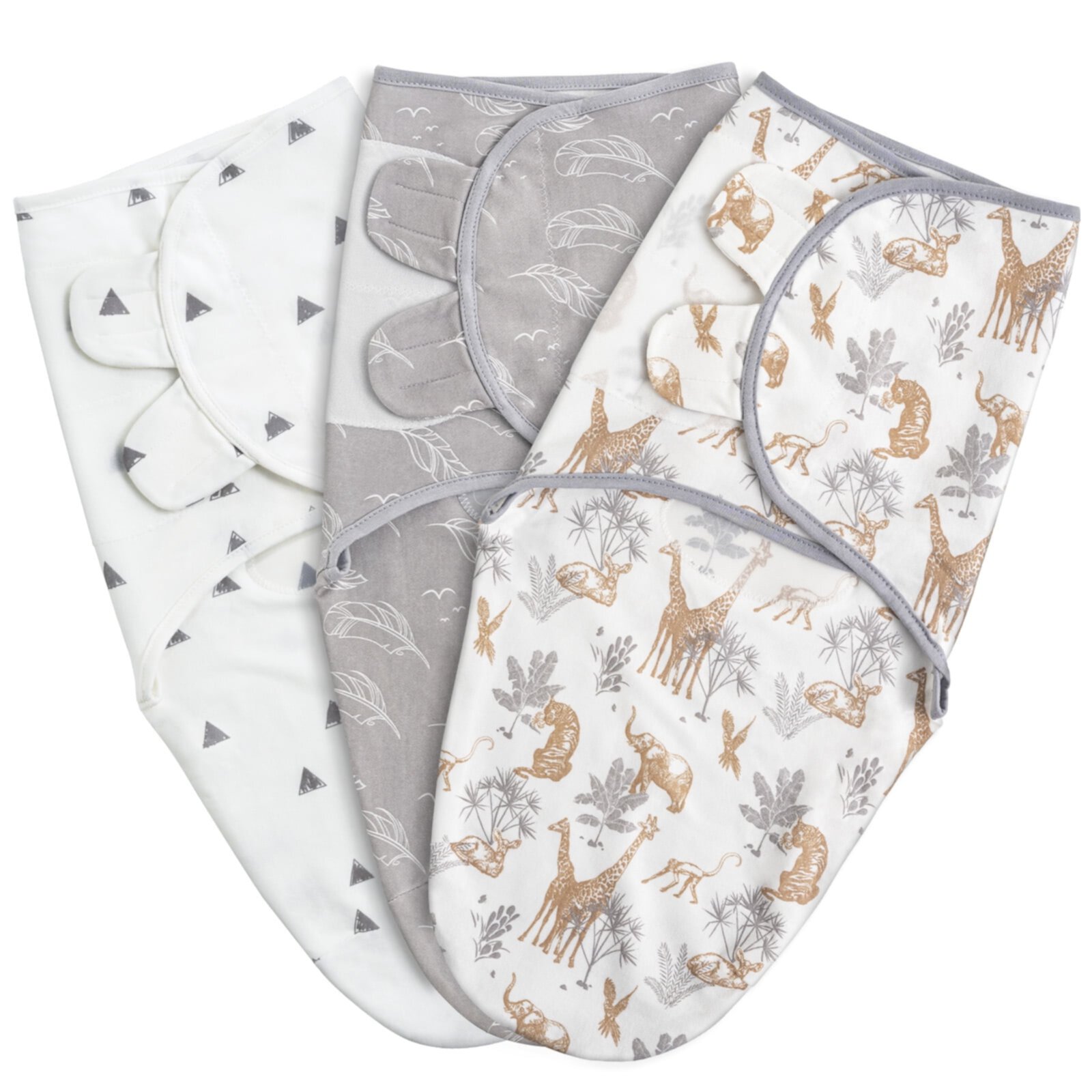 Gllquen Baby Organic Cotton Original Swaddle Blankets 3-Pack For Newborn Infant Boys Girls, 0-3 Months, Jungle Exploration GLLQUEN BABY