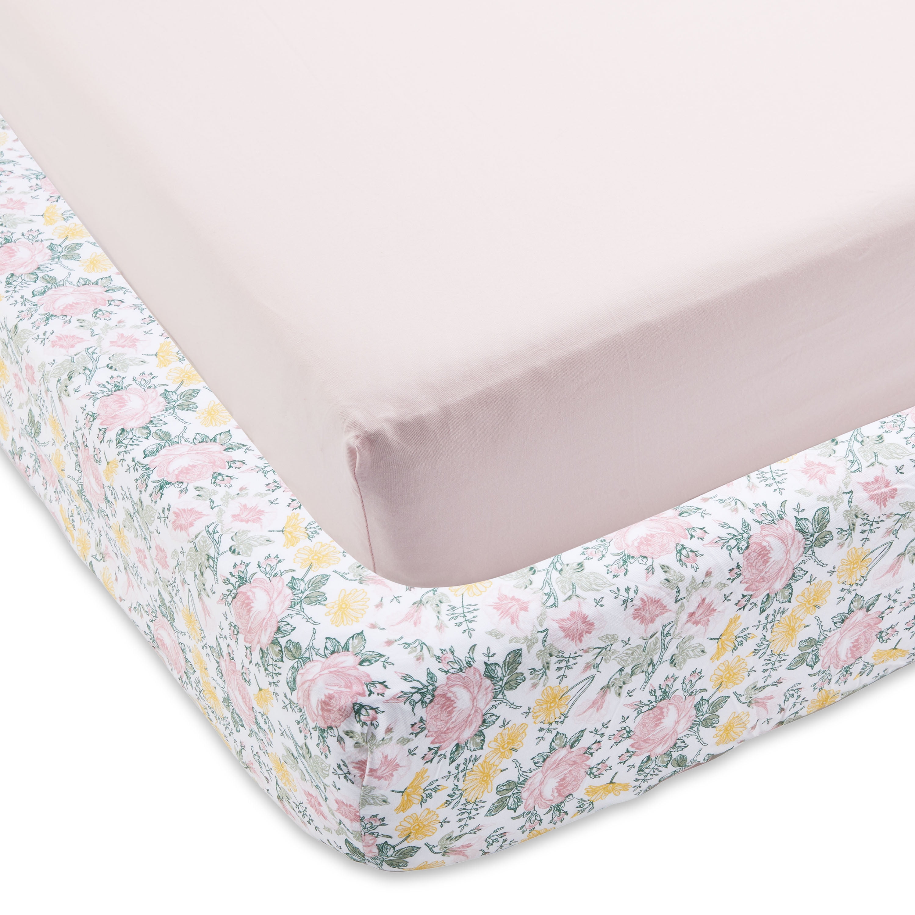 Parent's Choice 100% Cotton Fitted Crib Sheets, 2-Pack, Pink Floral Parent's Choice