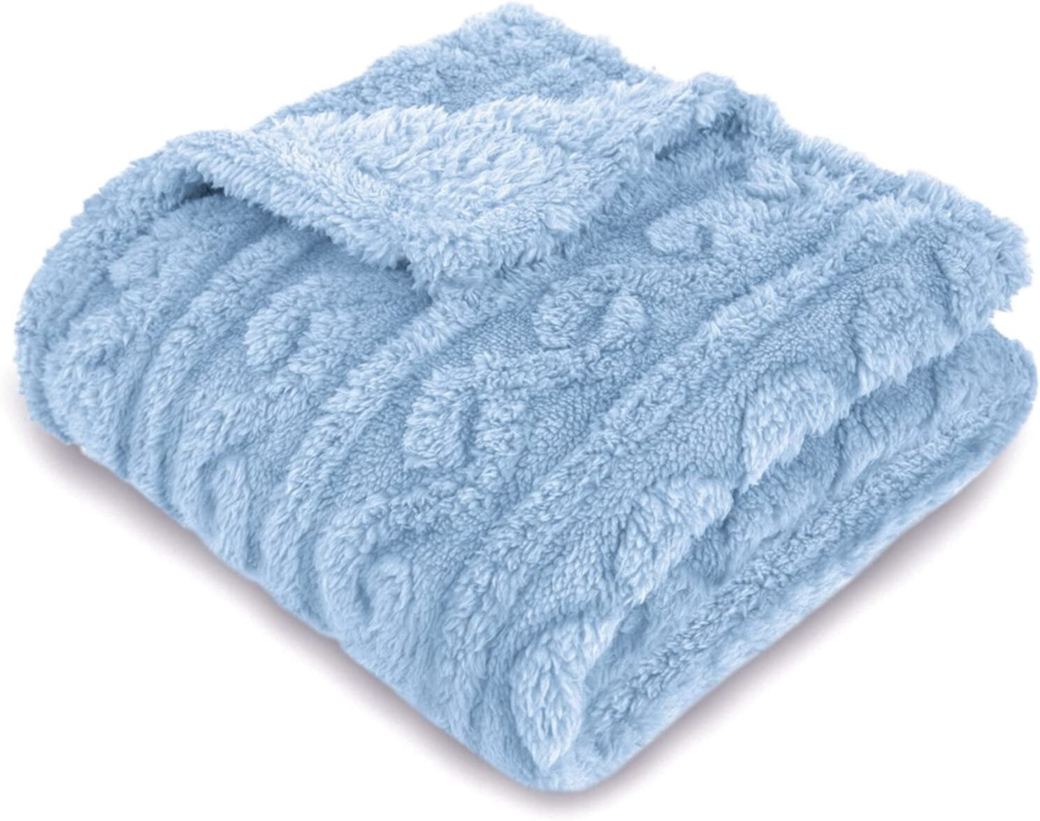 Baby Blanket for Girls Toddlers 3D Fleece Fluffy Fuzzy Blanket for Baby, Soft Warm Cozy Fleece Blanket, Infant or Newborn Receiving Blanket (30x40inch, Baby Blue) HOMRITAR