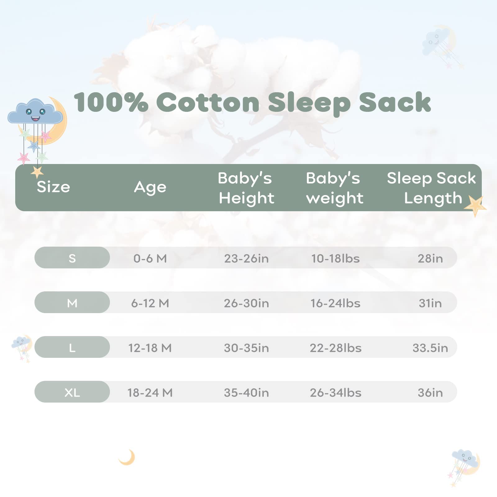 Yoofoss Baby Sleep Sack for 12-18 Months Boys Girls, 100% Cotton Infant Wearable Blanket (3 Pack) Yoofoss