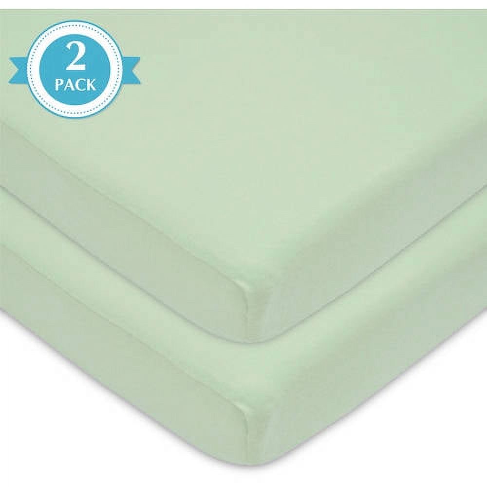 American Baby Co. Cotton Jersey Knit Fitted Portable/Mini Crib Sheet, Celery, 2pk American Baby Company