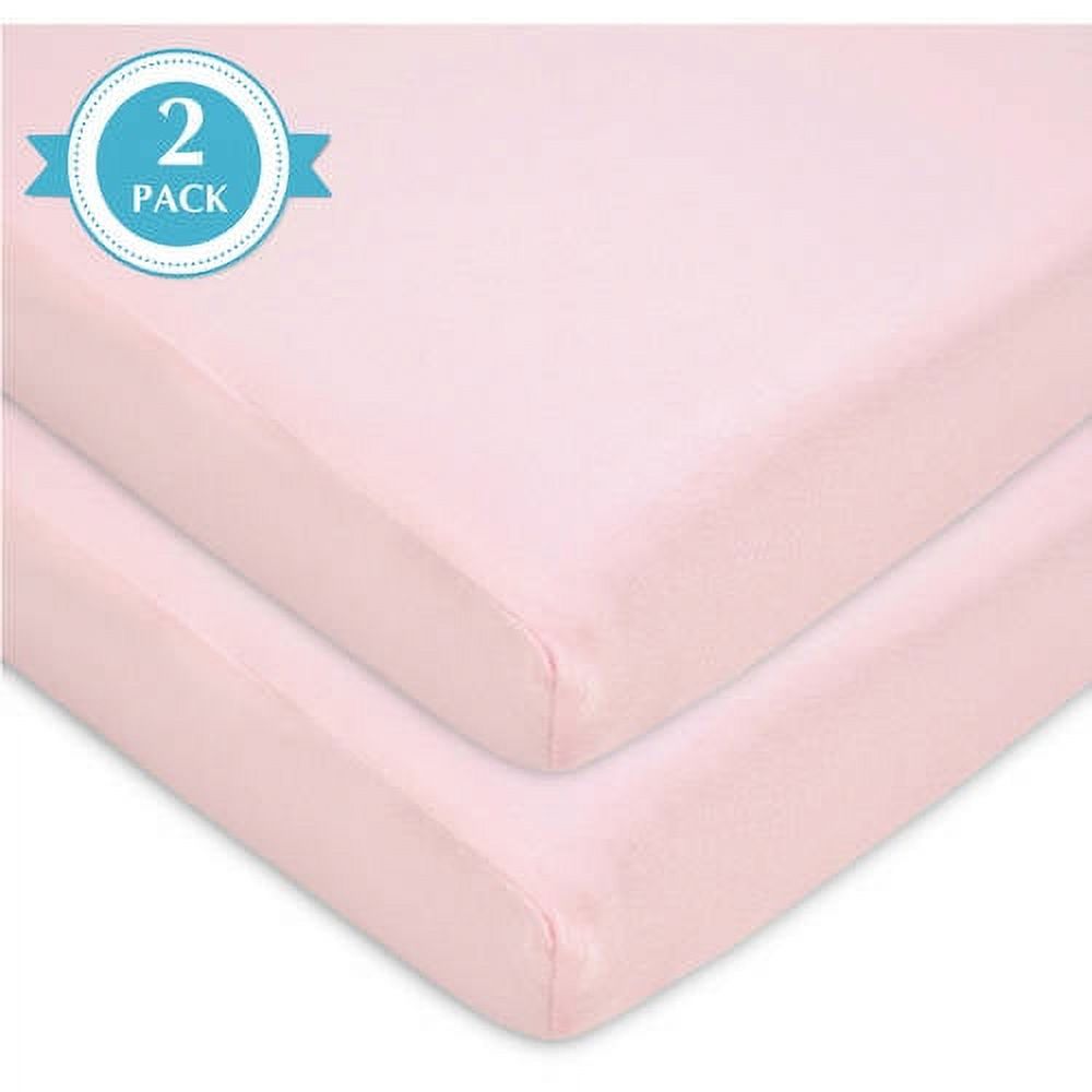 American Baby Company Modern Pink Cotton Fitted Sheets,  Mini Crib Bed, (2 Pieces) - 24" x 38" American Baby Company