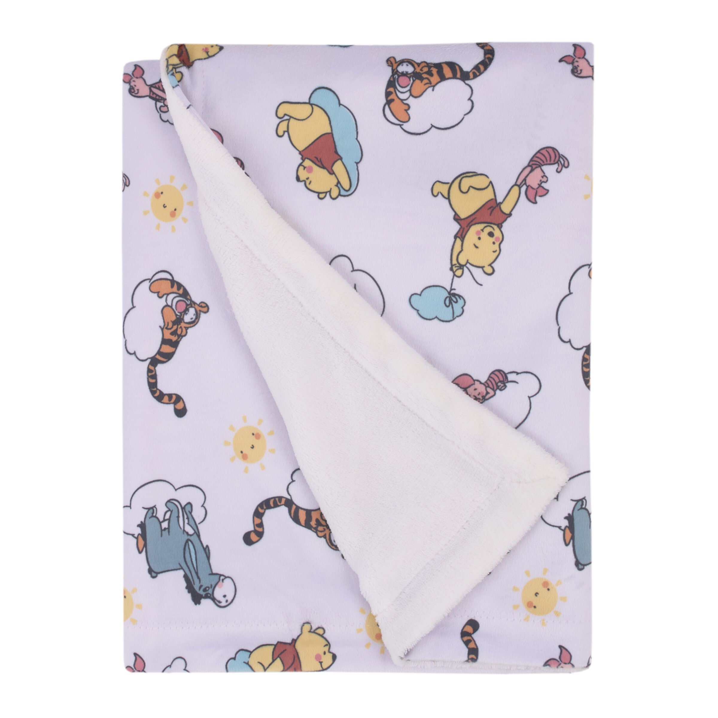 Disney Winnie the Pooh so Loved Deluxe Reversible Baby Blanket, Yellow, Aqua, Boy and Girl Infants Disney