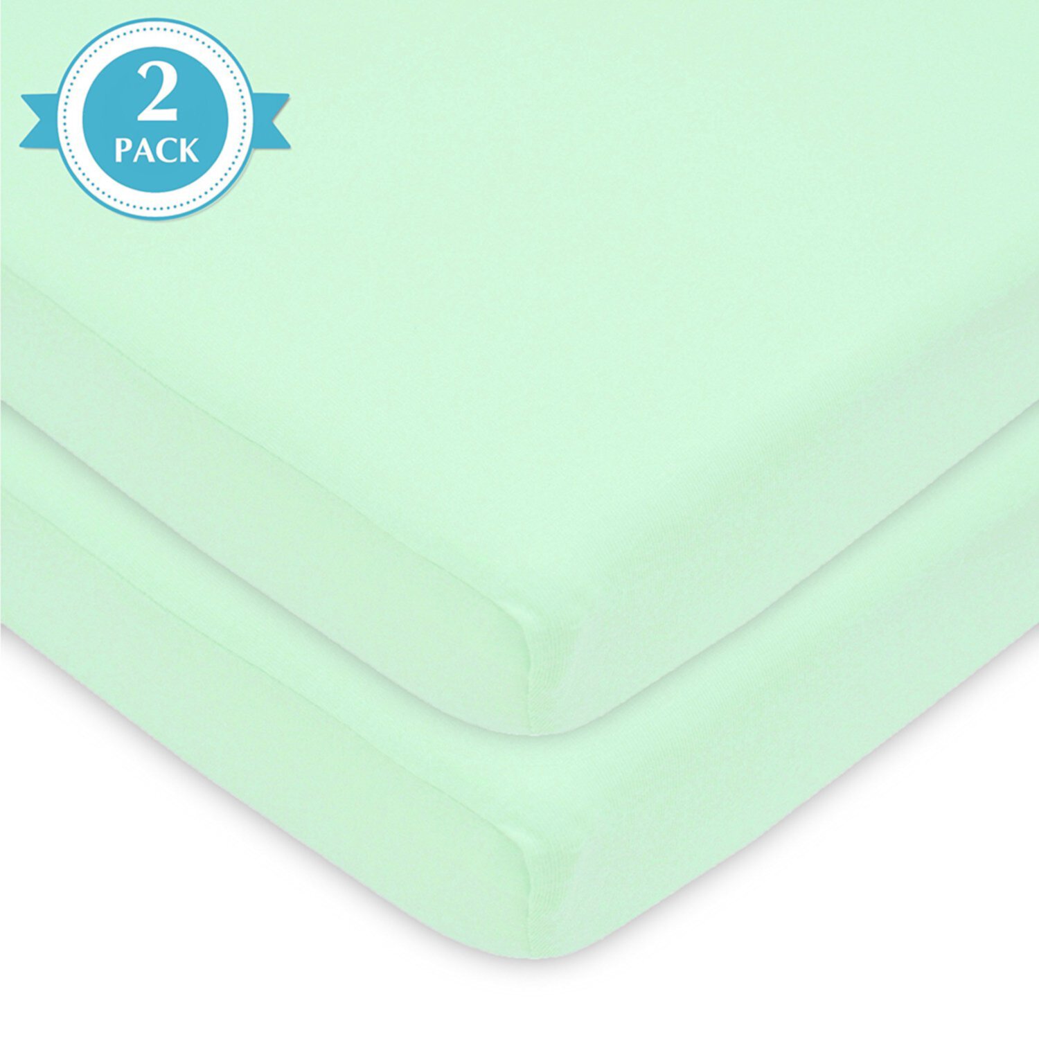 American Baby Co. Cotton Jersey Knit Fitted Portable/MiniCrib Sheet, Mint 2pk American Baby Company