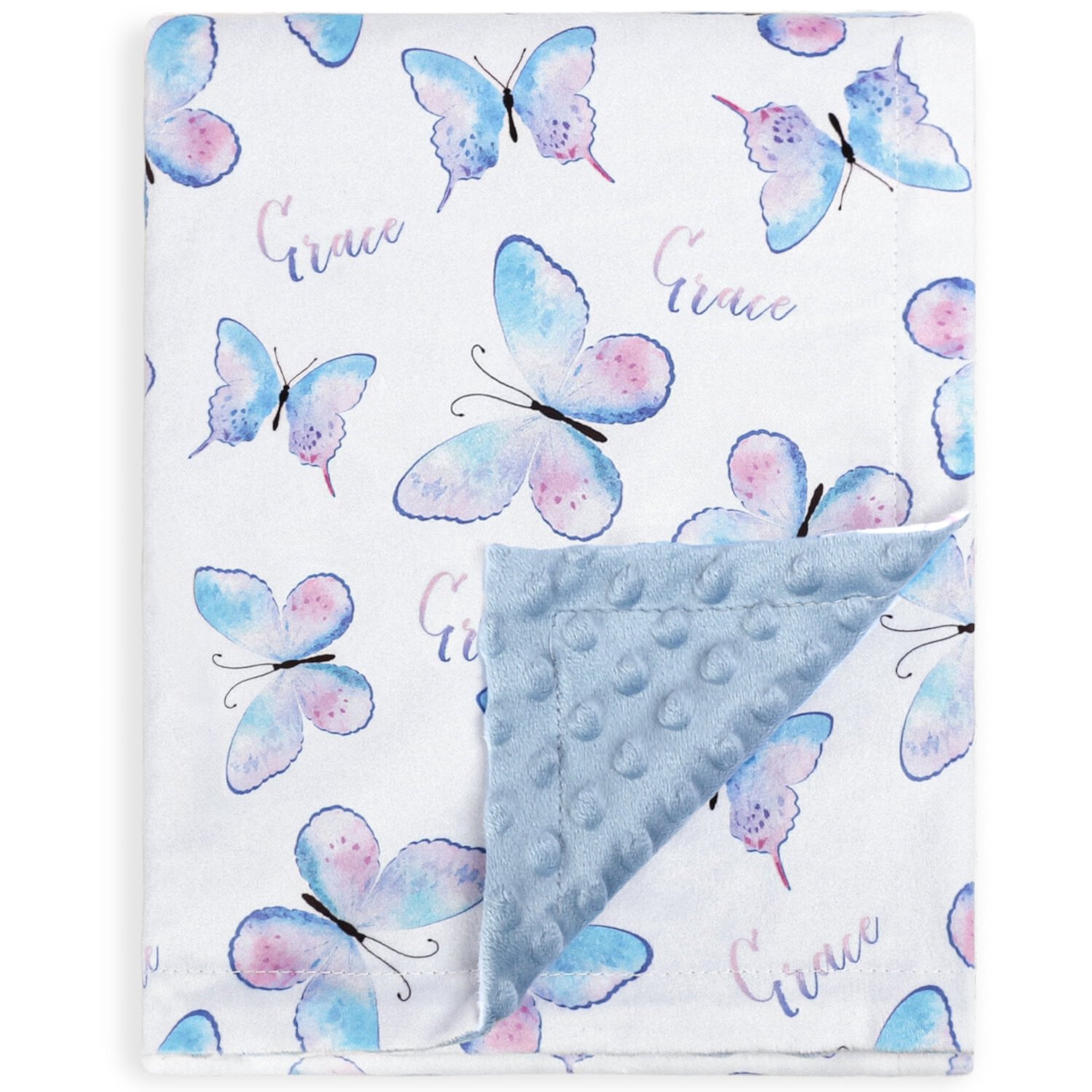 Baby Blanket Super Soft Double Layer Minky with Dotted Backing for Girls, Receiving Blanket with Elegant Purple Butterfly Printed Blanket 30 x 40 inch(75x100cm) BORITAR