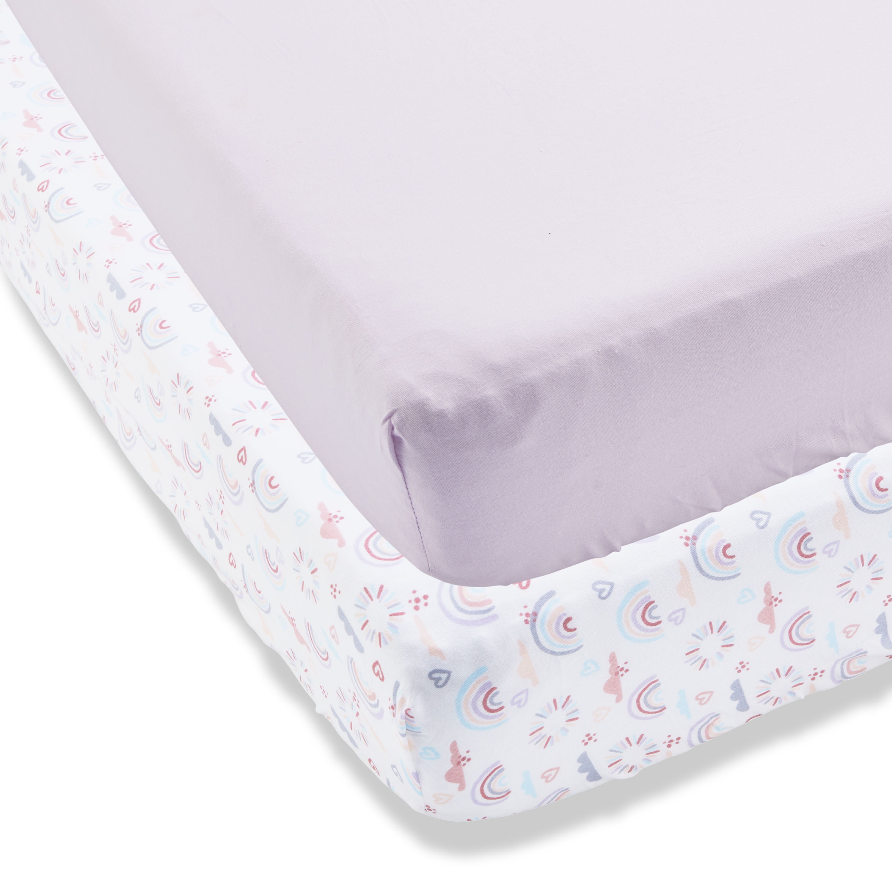 Parent's Choice 2-Pack Cotton Fitted Crib Sheets for Baby Girls Crib Bed, Unicorn, Pink Parent's Choice