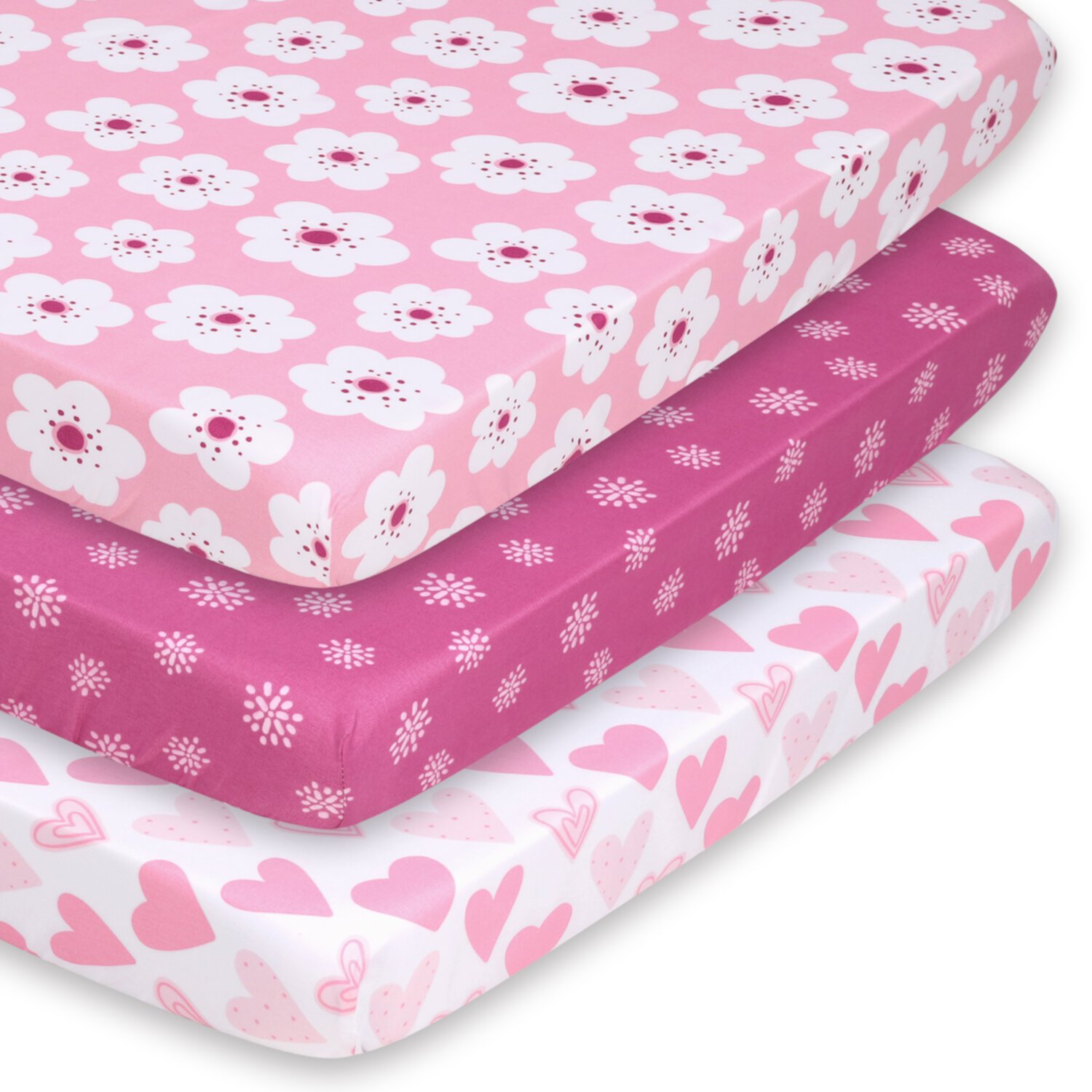 The Peanutshell Pack n Play, Mini Crib, Portable Crib or Fitted Playard Sheets for Baby Girl, Mod Floral, 3 Pack Set The Peanutshell