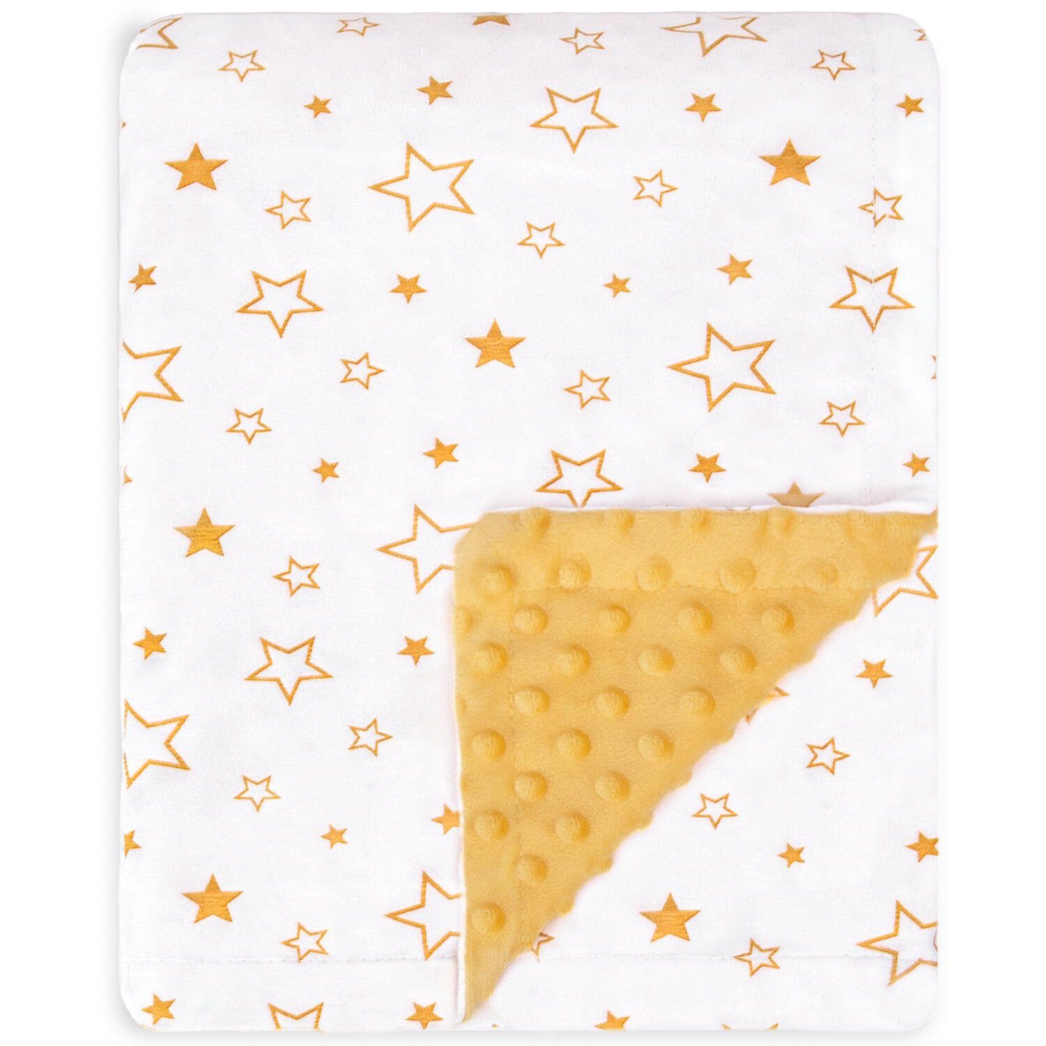 Baby Blanket for Boys Girls with Star Pattern Soft Plush Double Layer Minky Blanket with Dotted Backing, Lightweight Receiving Blanket for Infant or Newborn (30x40 Inch, Yellow) BORITAR