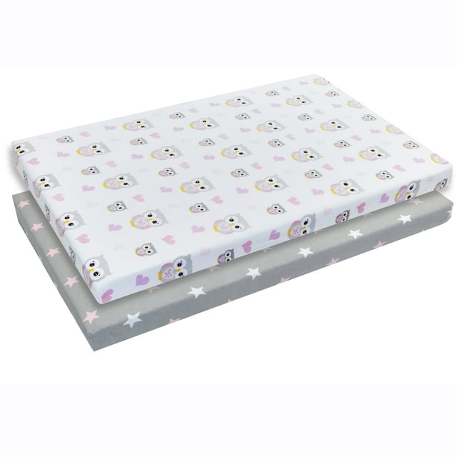 Everyday Kids 2 Pack Portable Crib Sheet - Grey/Navy EVERYDAY KIDS