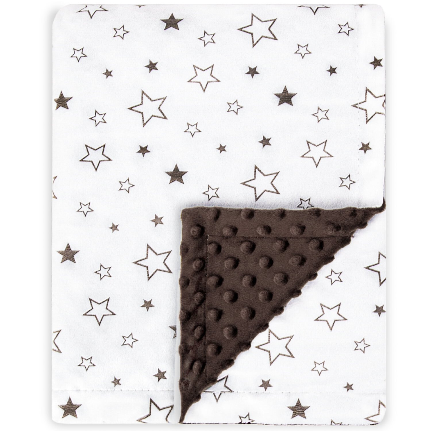 Baby Blanket for Boys Girls Soft Minky with Double Layer Dotted Backing, Receiving Blanket with Star Printed Blanket for Infant or Newborn (30x40 Inch, Brown) BORITAR