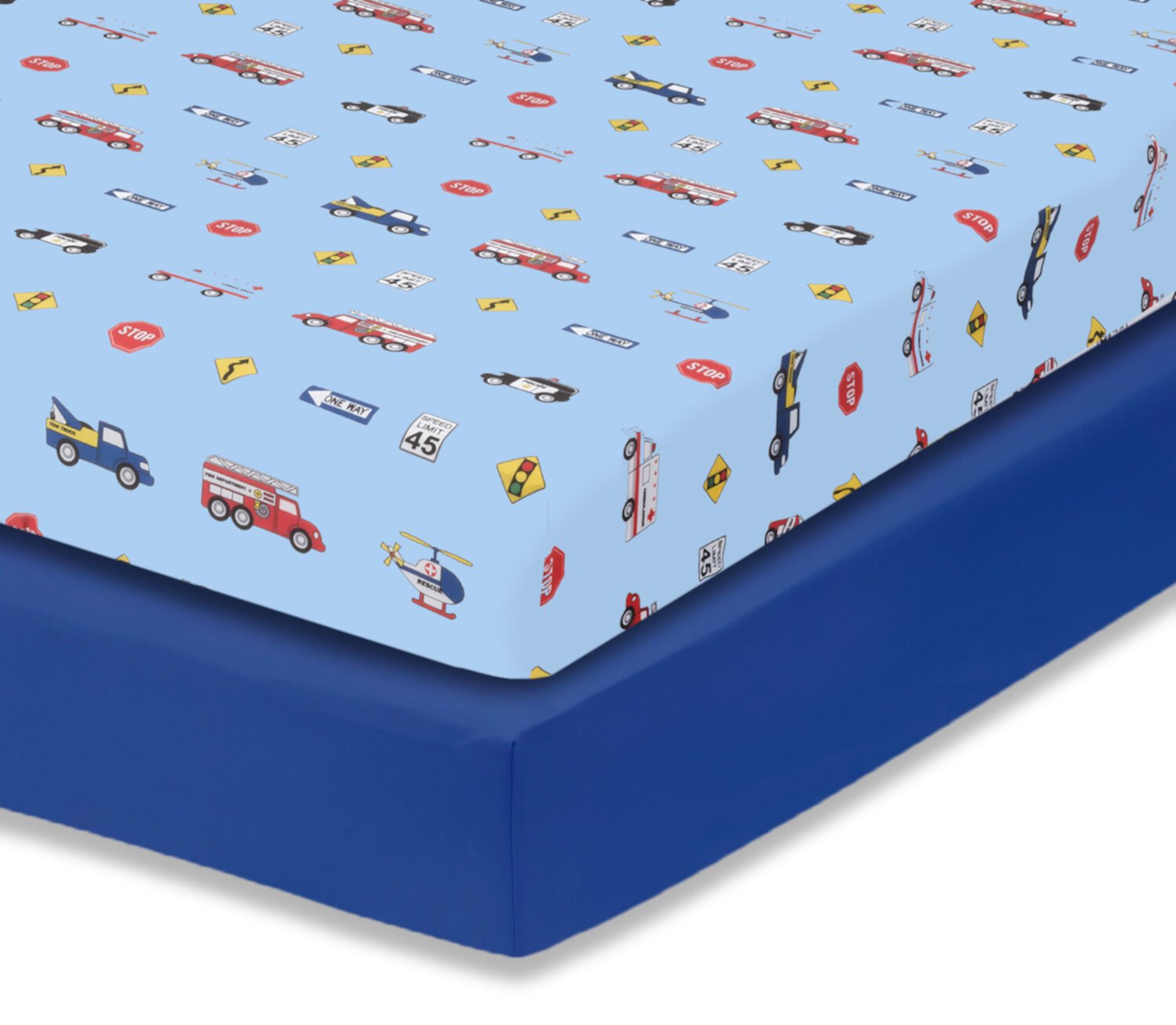 Everyday Kids 2 Pack Fitted Boys Crib Sheet - Rescue/Blue EVERYDAY KIDS