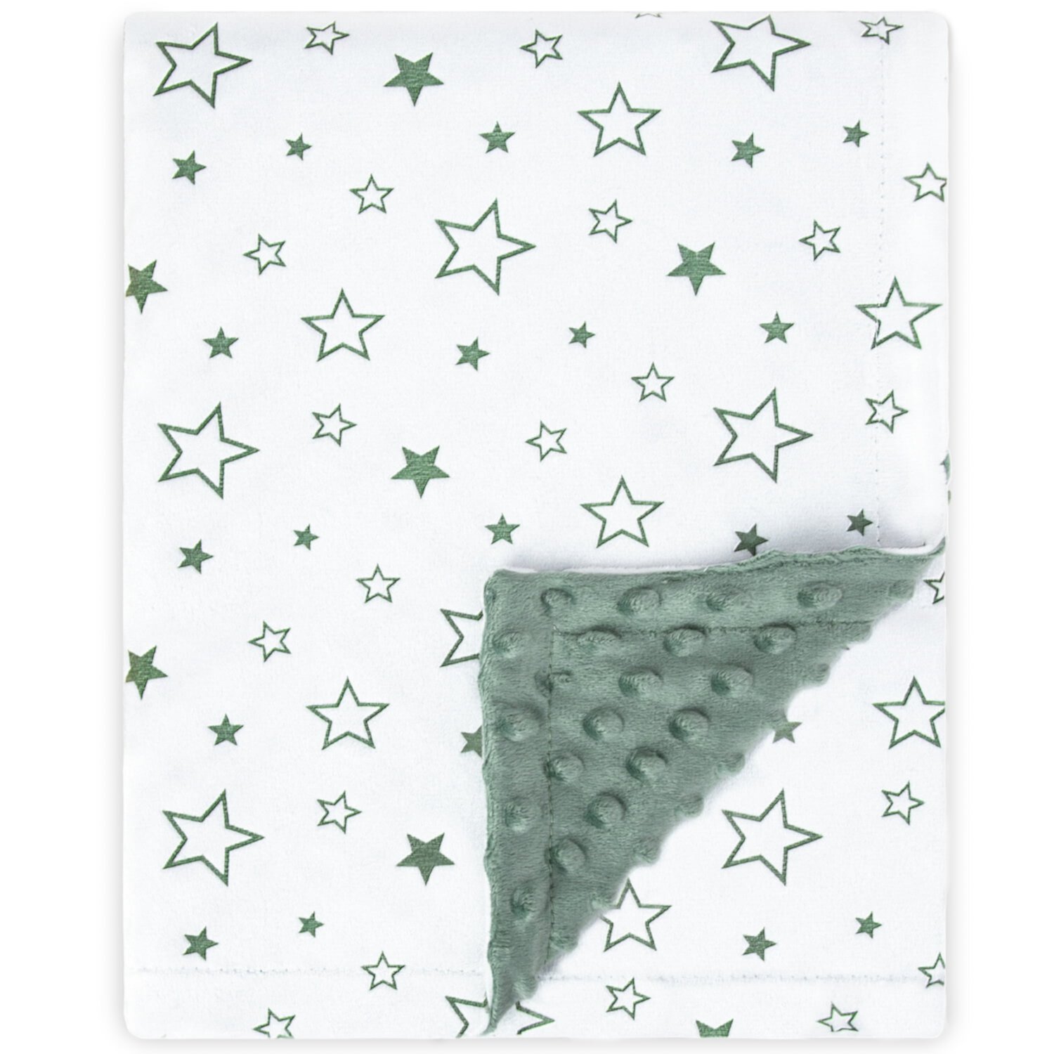 Baby Blanket for Boys Girls Super Soft Double Layer Minky Blanket with Dotted Backing, Lightweight Receiving Blanket fot Toddler with Star Pattern (30x40 Inch, Green) BORITAR