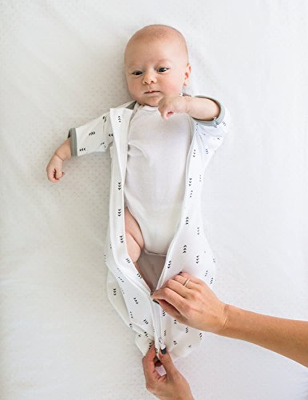 SwaddleDesigns Transitional Swaddle Sack with Arms Up Half-Length Sleeves and Mitten Cuffs, Better Sleep for Baby Boy & Baby Girl, Classic Polka Dots, Sterling, Small, 6-14 lbs SwaddleDesigns