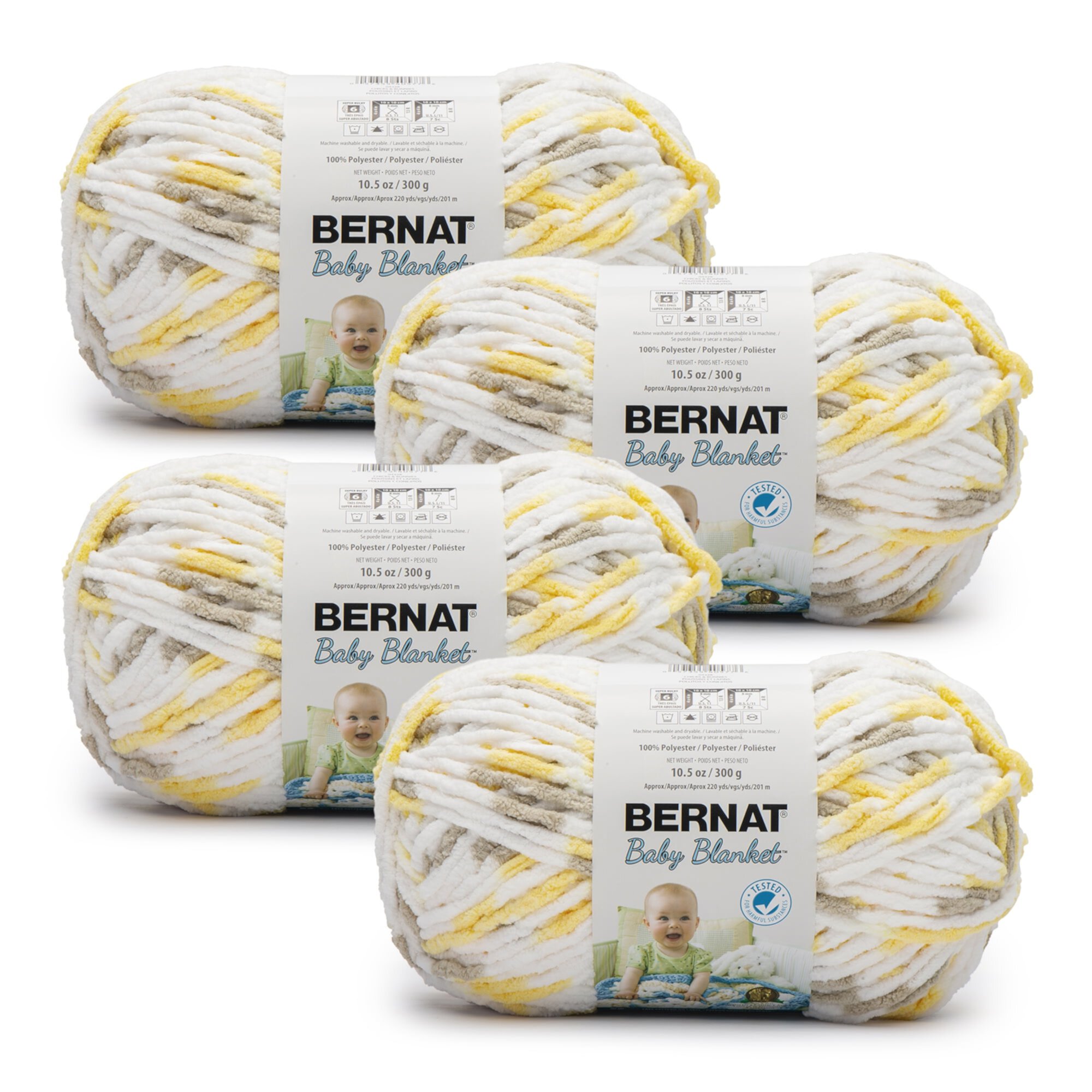 Bernat® Baby Blanket™ #6 Super Bulky Polyester Yarn, Dapple Gray 10.5oz/300g, 220 Yards (4 Pack) Bernat