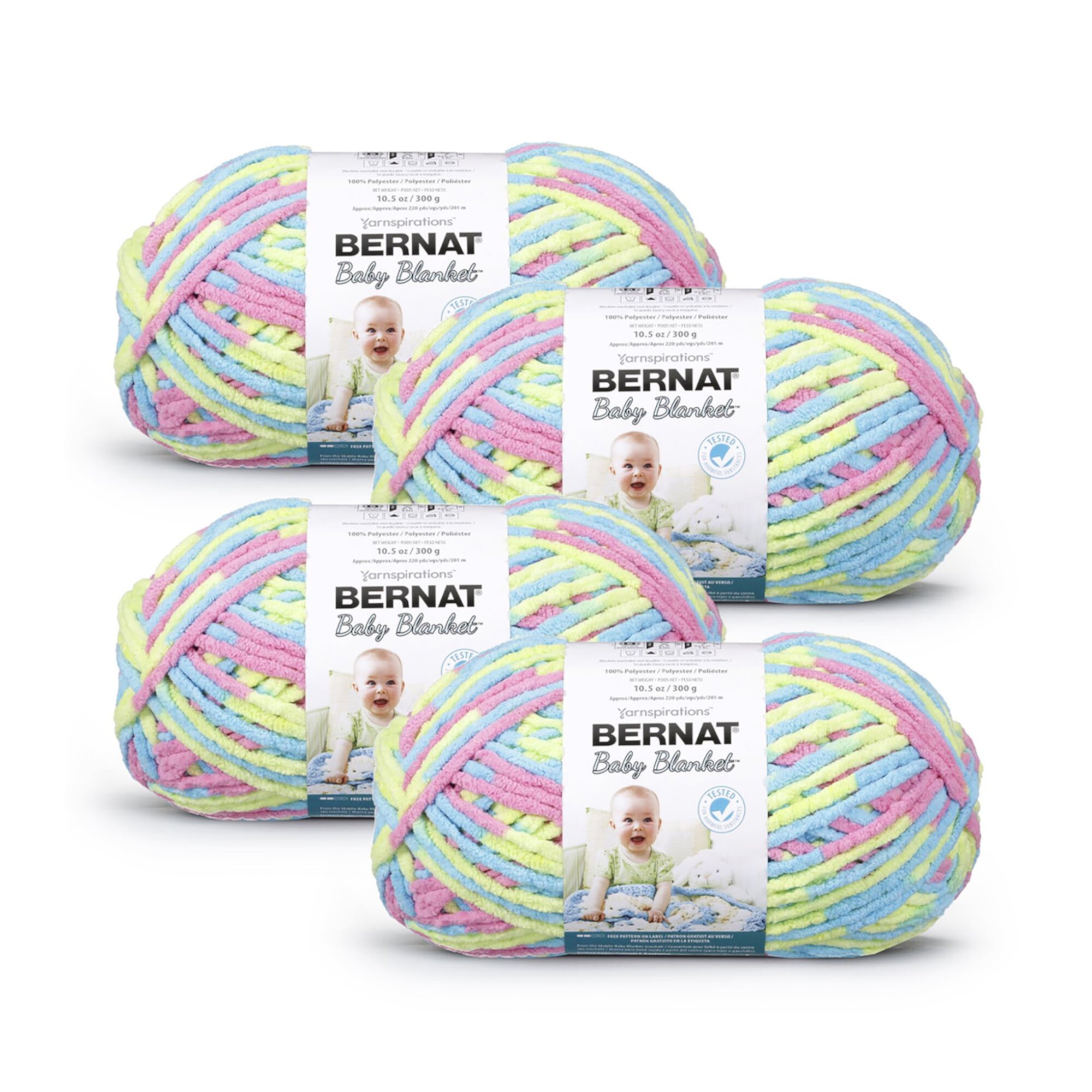 Bernat® Baby Blanket™ #6 Super Bulky Polyester Yarn, Little Cosmos 10.5oz/300g, 220 Yards (4 Pack) Bernat