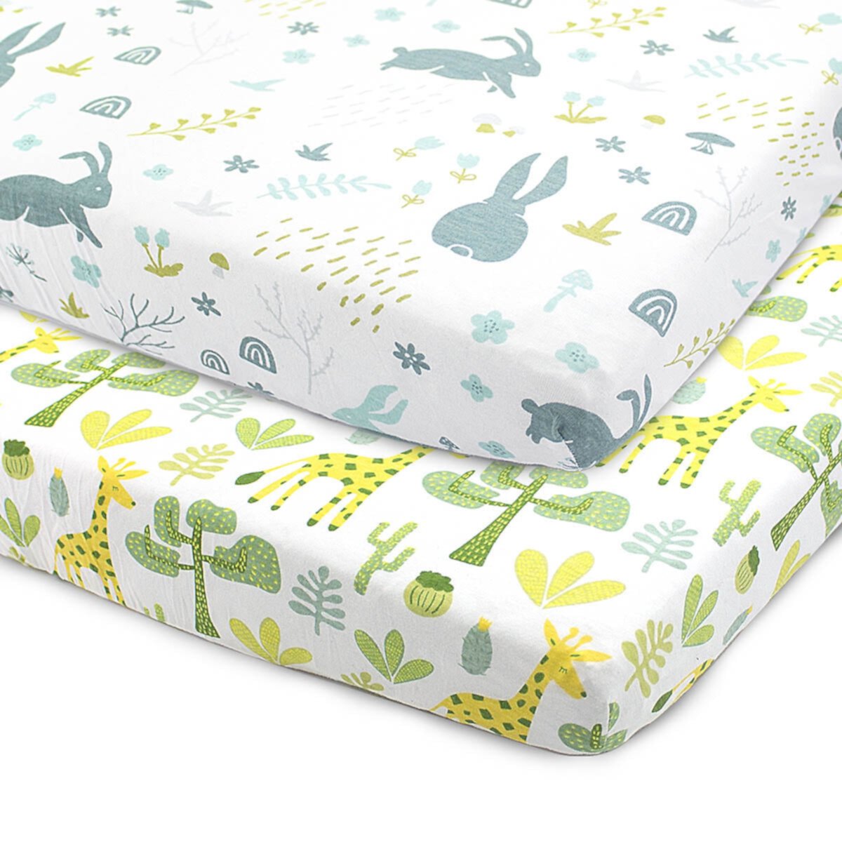 Pack N Play Playard Sheets, Portable Mini Crib Sheets, 2 Pack 100% 160 GSM Jersey Cotton, Size 38”x24”x5” Bublo Baby